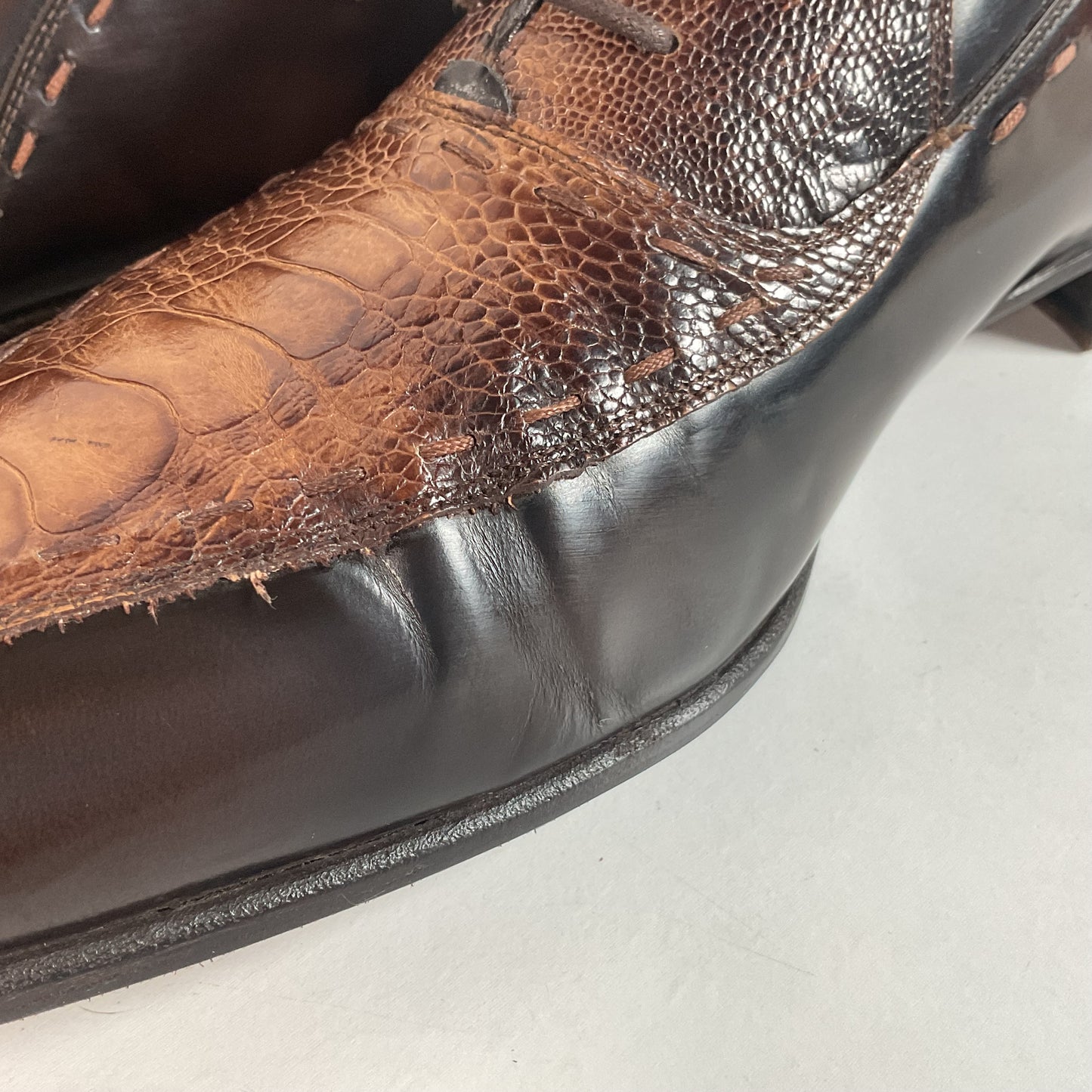 Mezlan Exotic Ostrich Leg Loafer Shoes 9.5 M Recrafted