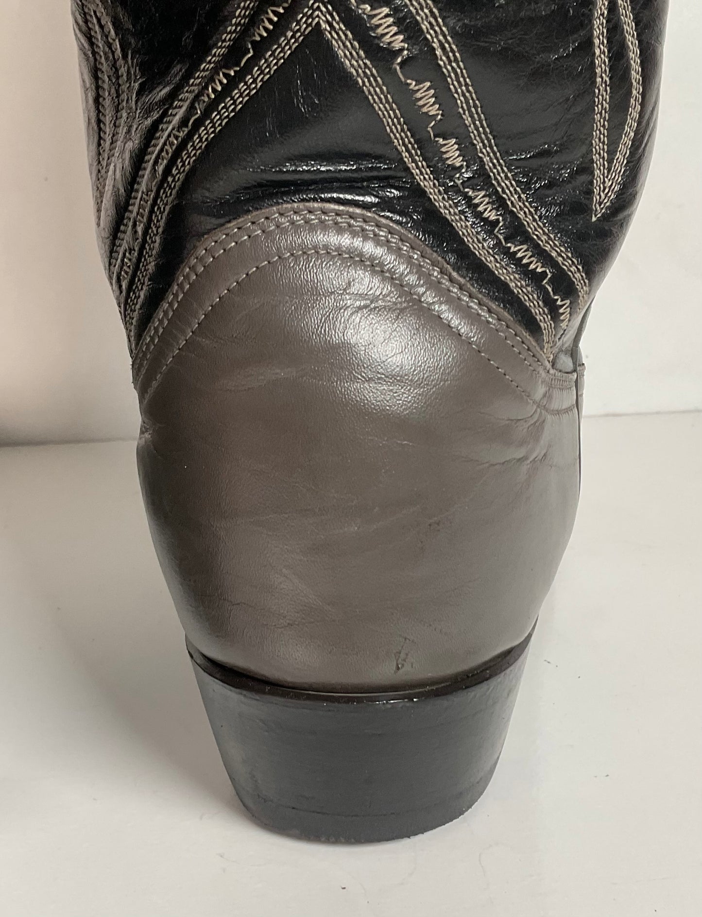 Vintage Tony Lama Grey Lizard Wingtip Cowboy Boots 9 D Gold Label Recraft