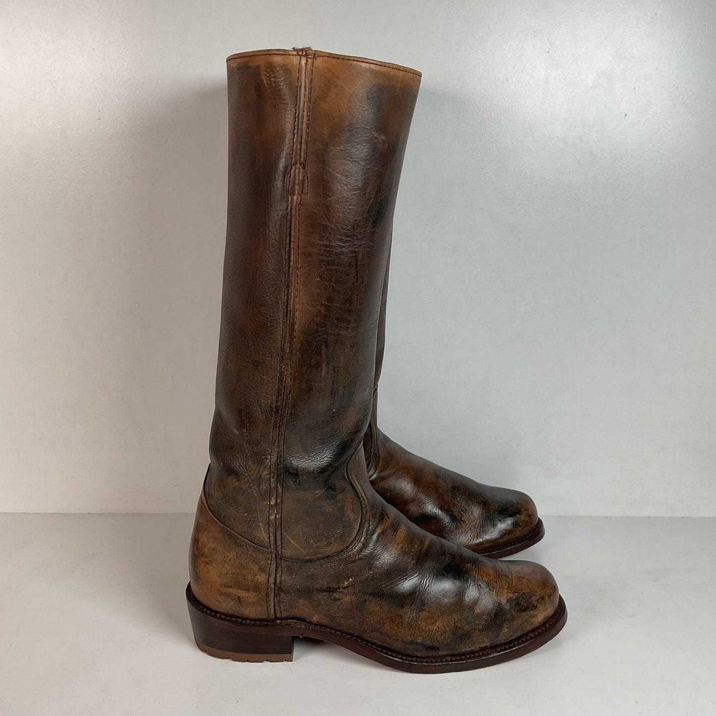 Vintage Frye Men’s 17” Campus Boots 9.5 EE Black Label Distressed Recrafted