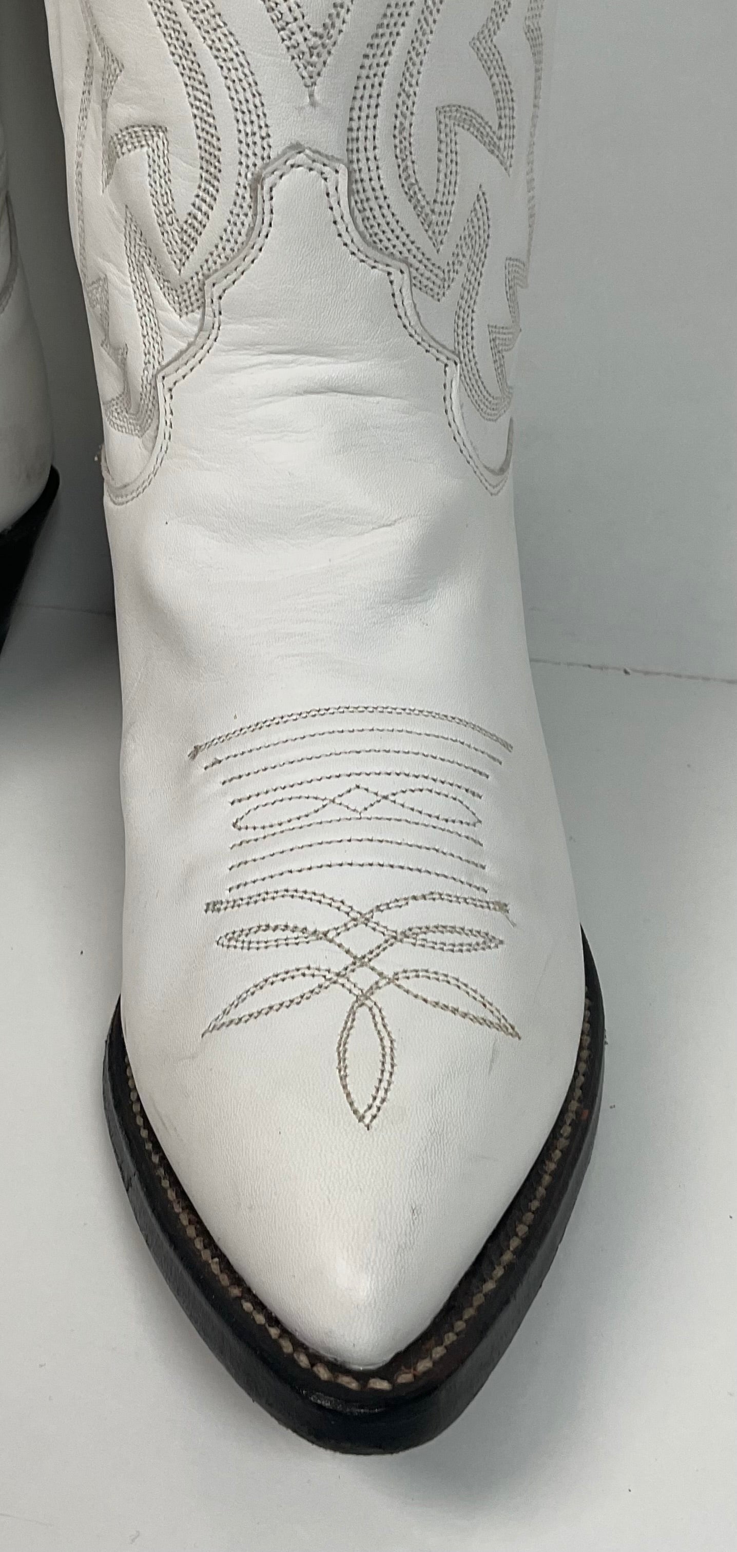 Justin Wedding White Cowgirl Boots 8 B USA Made