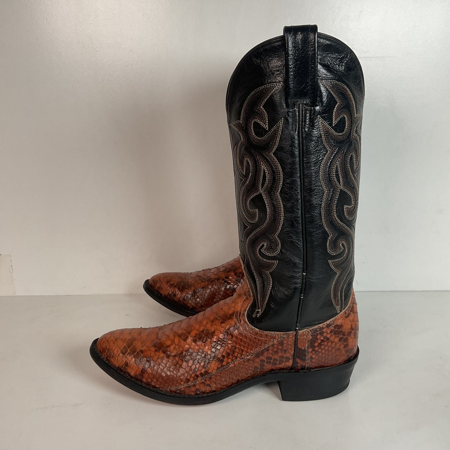 Dan Post Rust Brown Python Snakeskin Cowboy Boots 9 D Back Cut