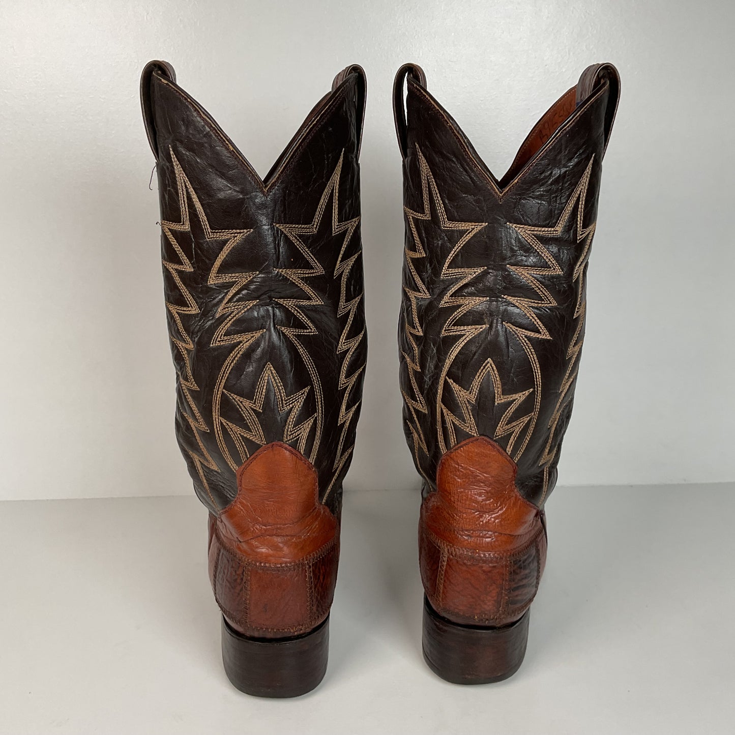 Vintage Sanders Shark Patchwork Cowboy Boots | Exotic | Extra Narrow | 11.5 AA