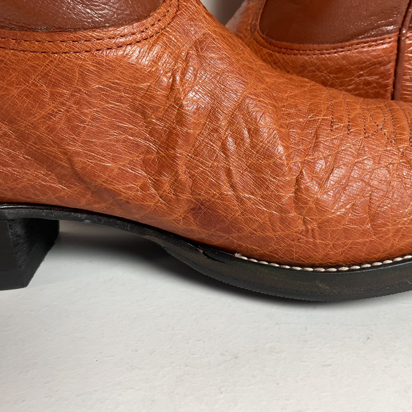 Vintage Nocona Exotic Smooth Ostrich Cowboy Boots Men’s 10.5 C Peanut Brittle
