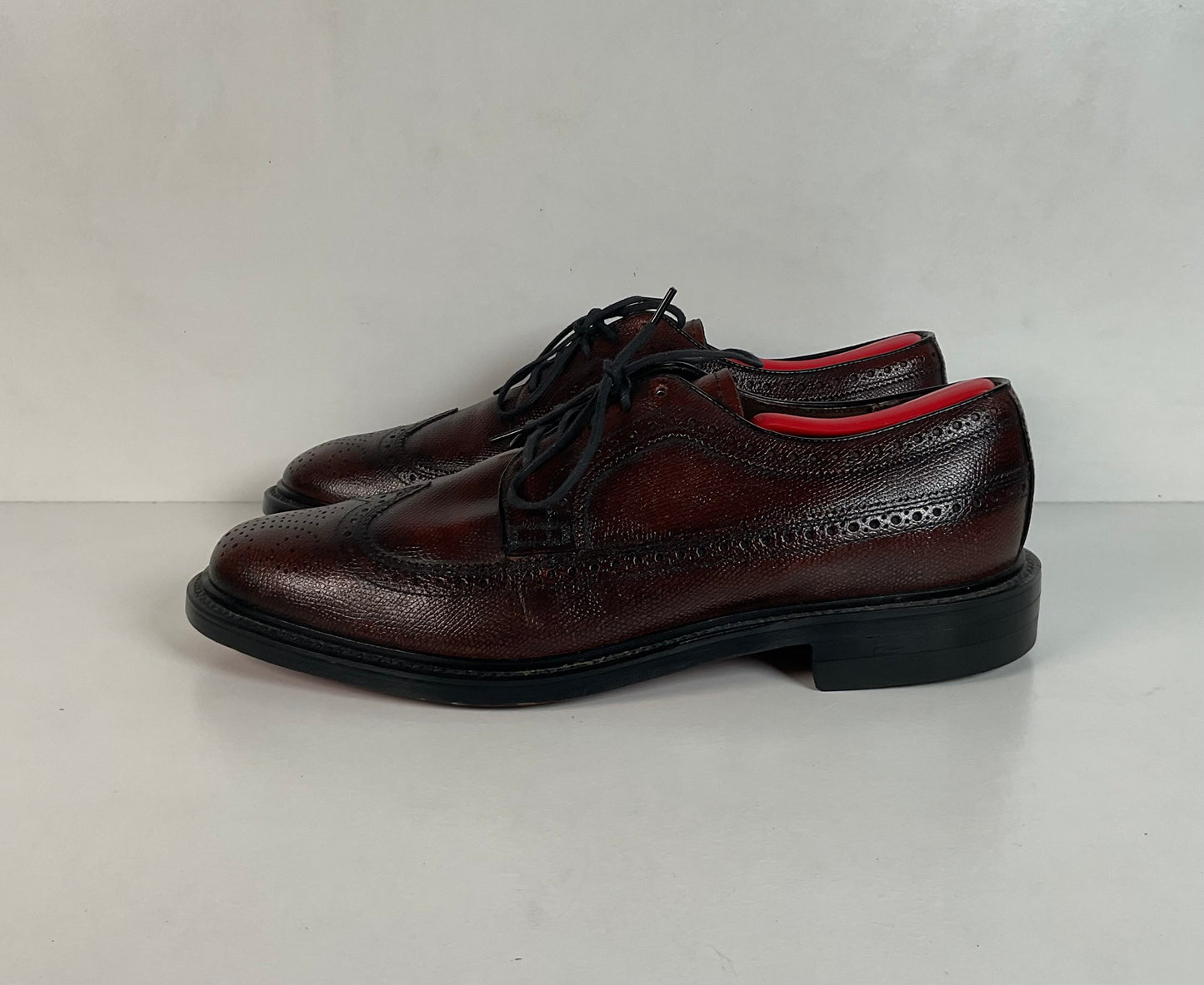 Vintage Stafford Longwing Derby Shoes 9.5 EEE Brogue Gunboat New Old Stock