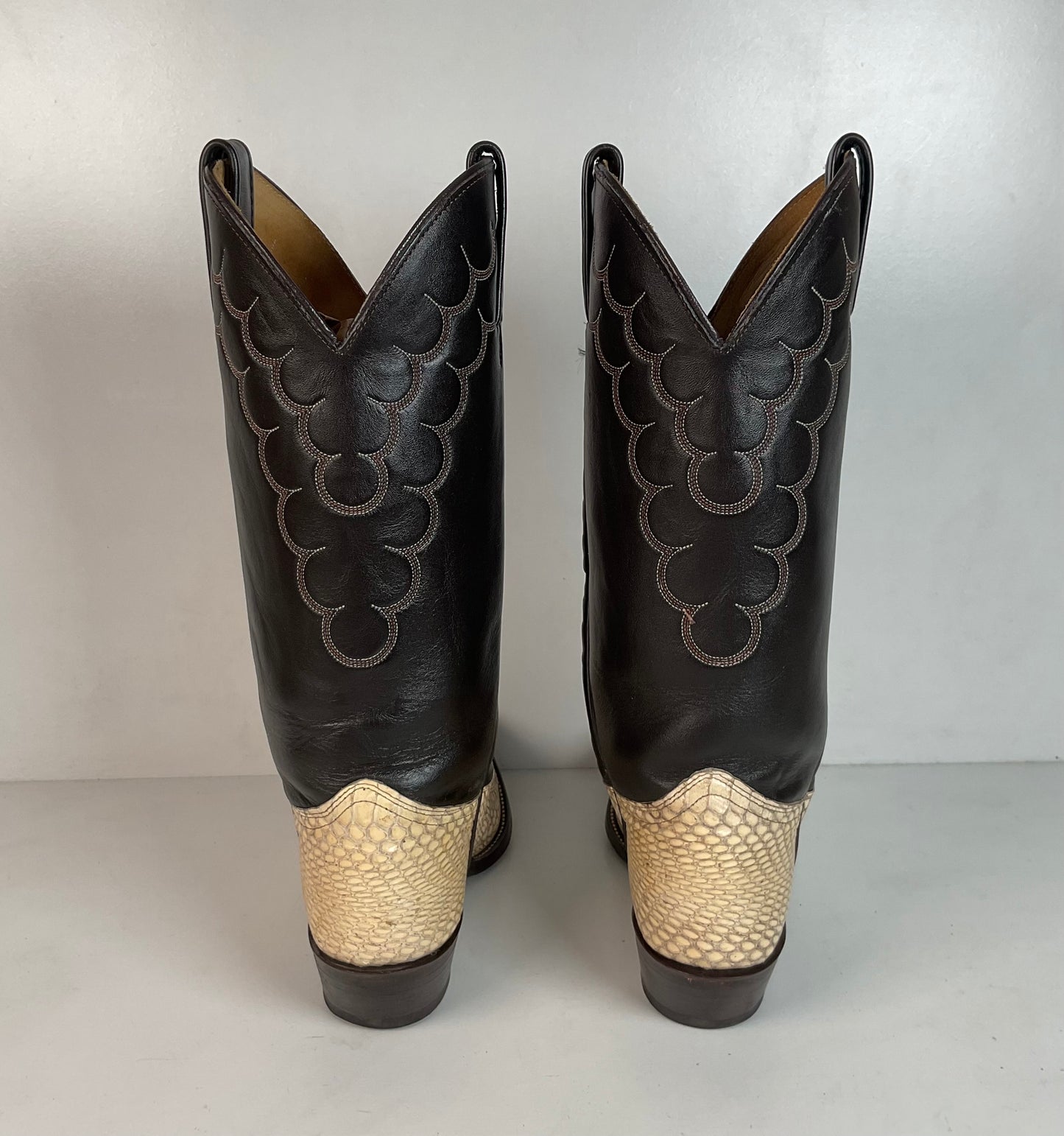 Vintage J Chisholm King Cobra Cowboy Boots 8 D Exotic Snakeskin Head Cut