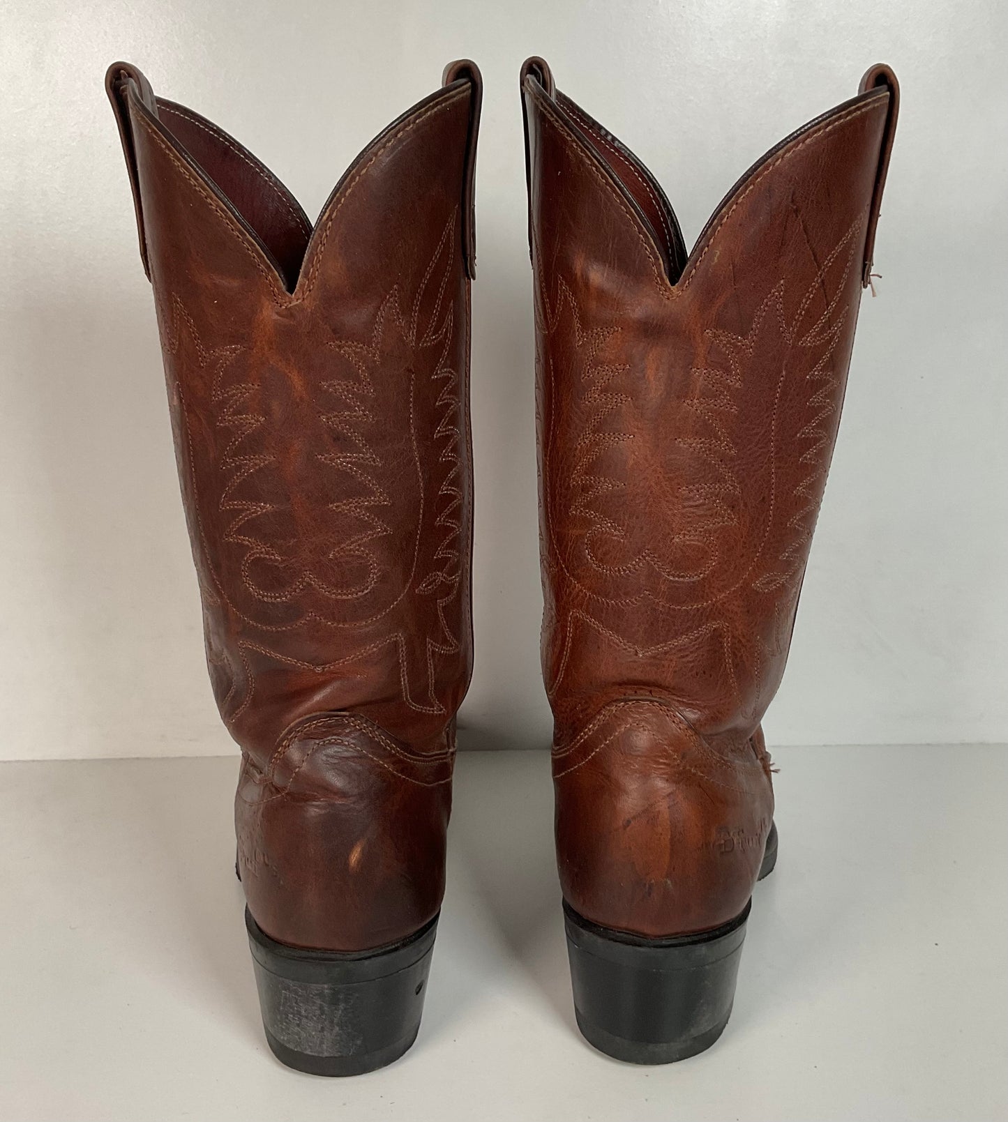 PD Tuff Brown Pull On Work Boots 8 EE Union Made Western Soft Toe