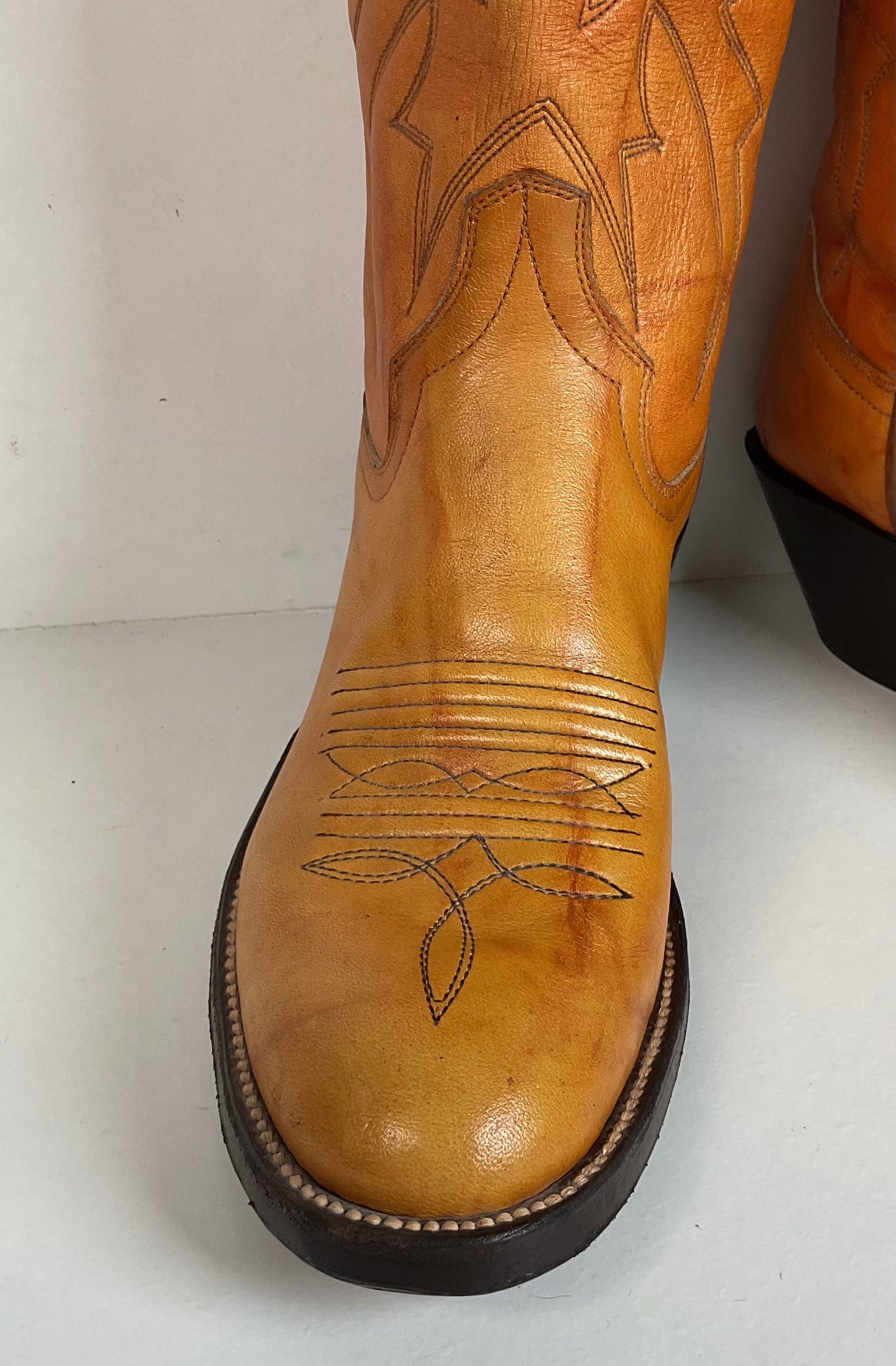 Vintage Buckaroo Cowgirl Boots 7.5 B Punchy Butterscotch