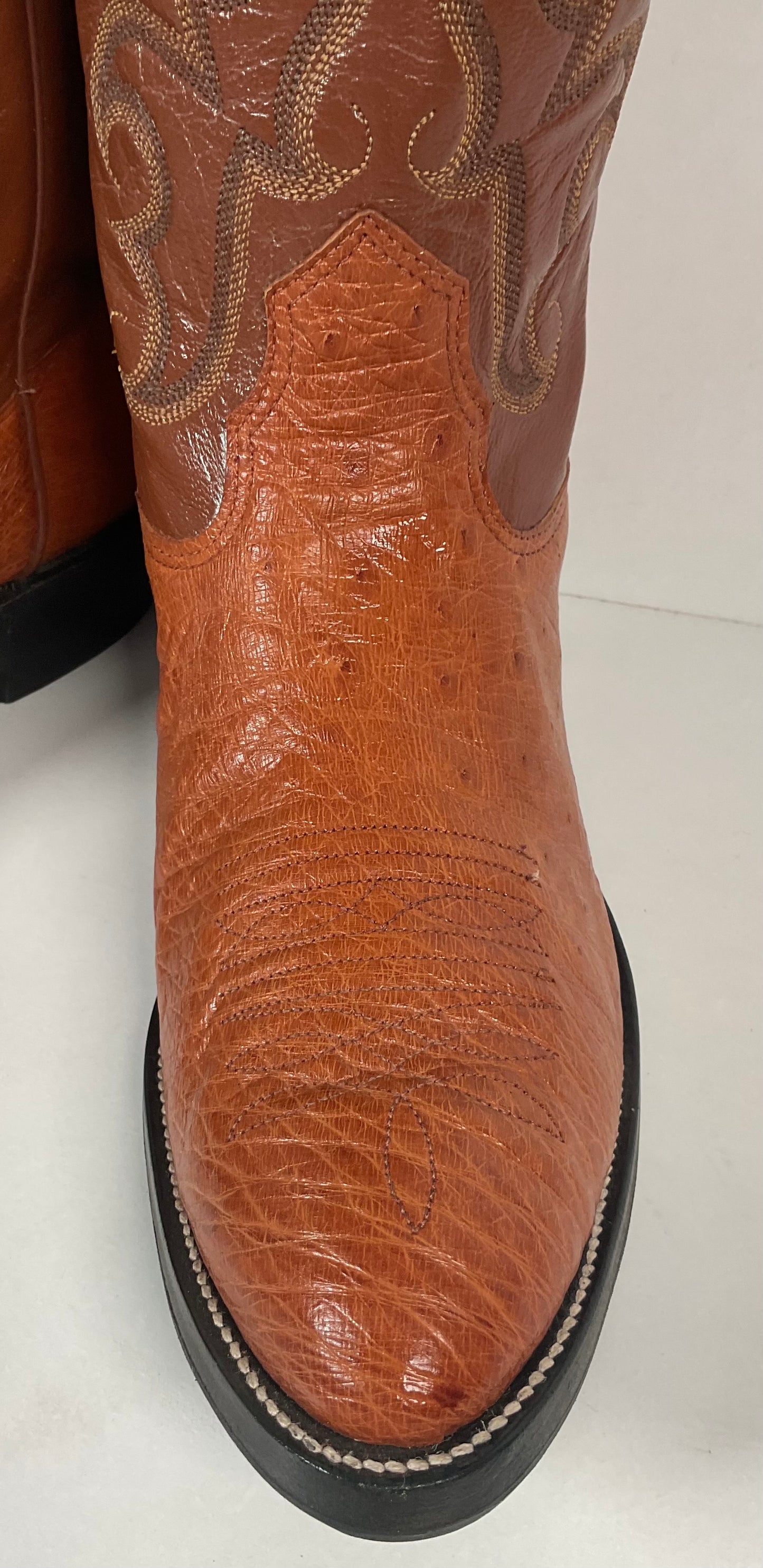 Vintage Nocona Exotic Smooth Ostrich Cowboy Boots Men’s 10.5 C Peanut Brittle