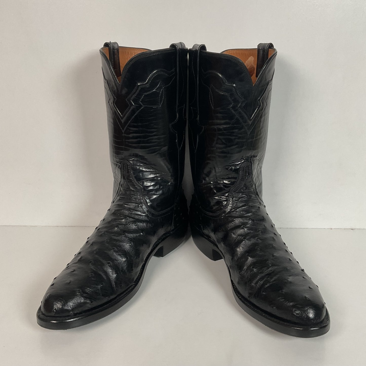 Recrafted Lucchese Classics Handmade Ostrich Quill Roper Boots 8.5 D Exotic
