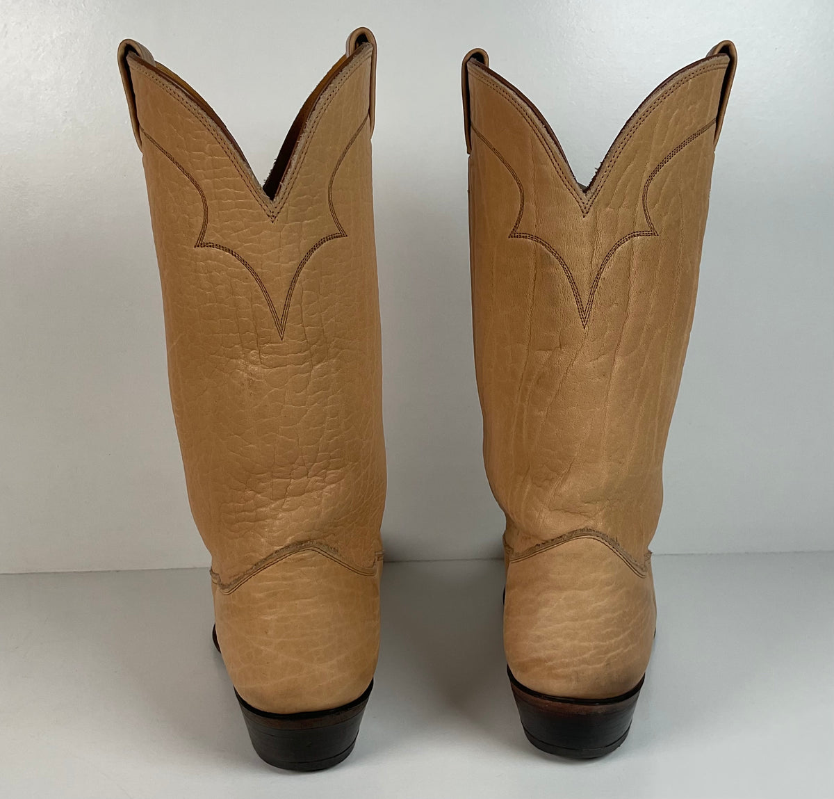 Vintage Nocona Cowboy Boots | Beige Bullhide | USA Made | Men’s 9 D