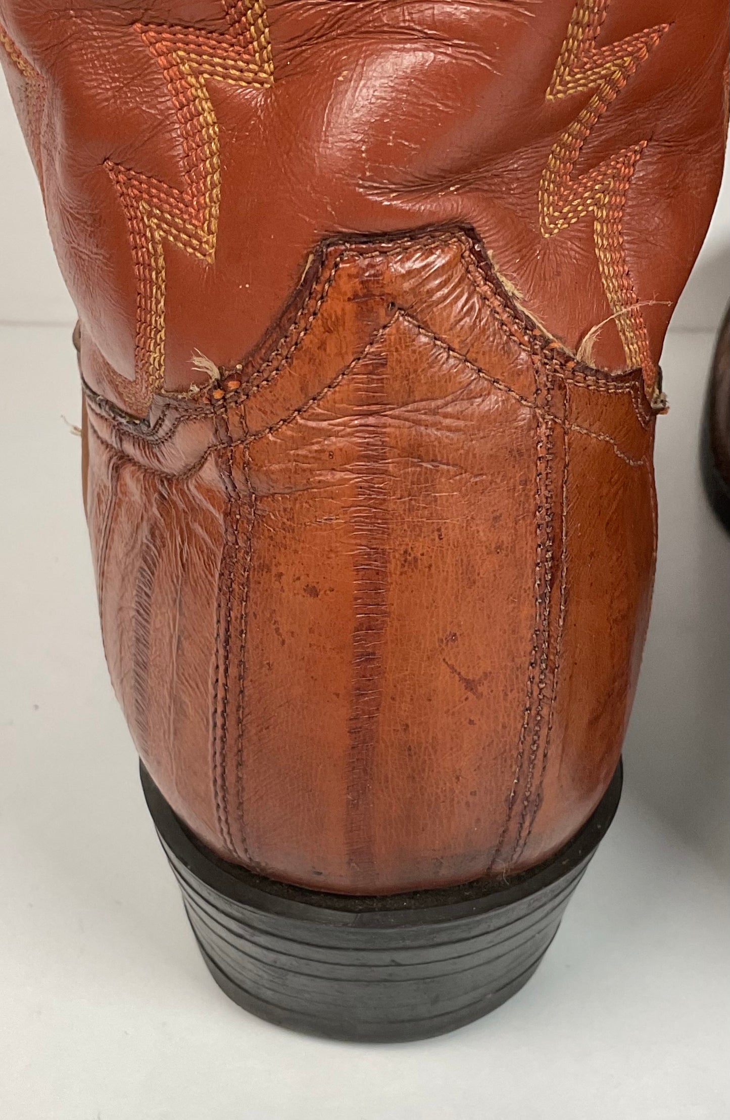 Vintage Tony Lama Eel Skin Cowboy Boots 8.5 D Gold Label Exotic