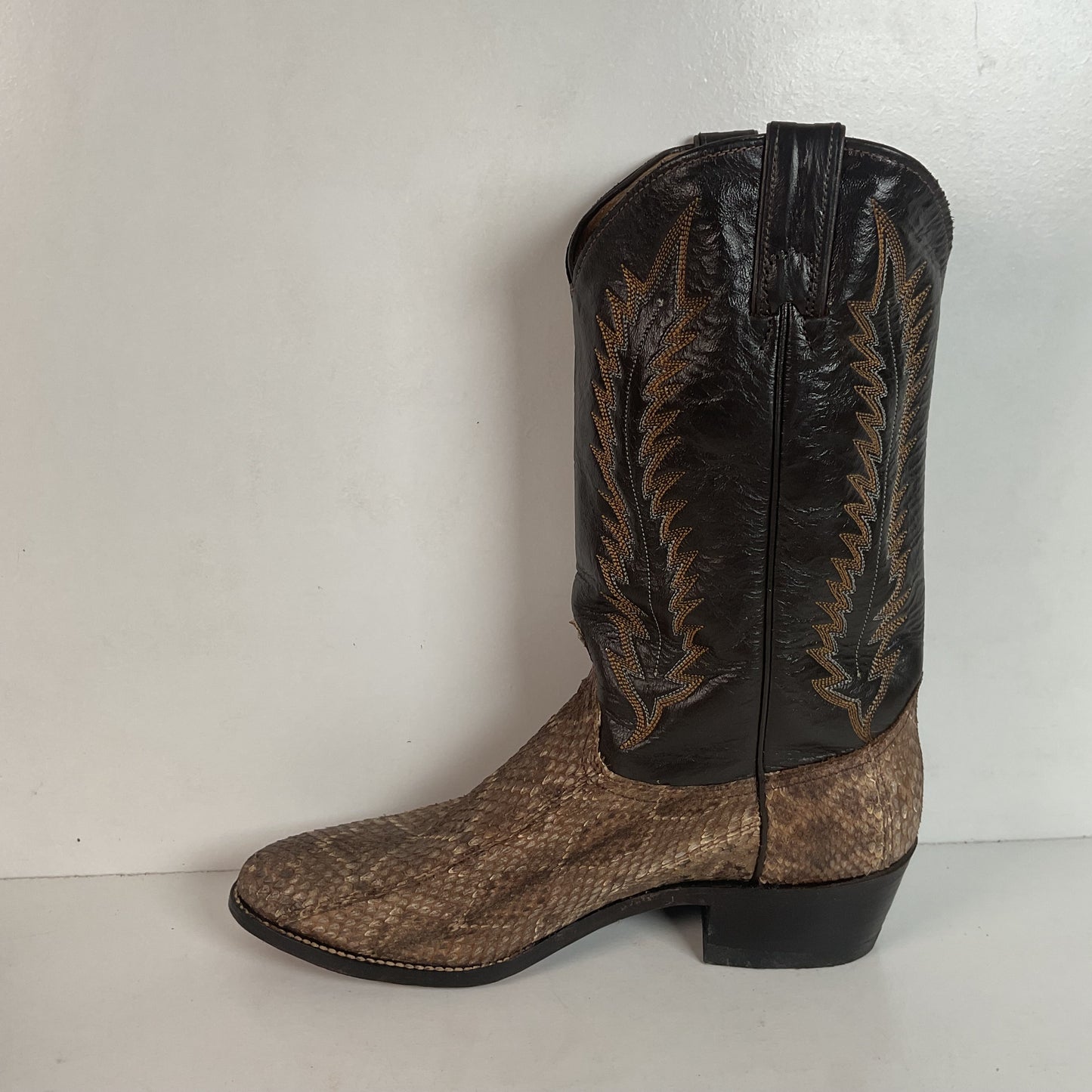 Vintage Abilene Diamondback Rattlesnake Cowboy Boots 10 D USA Made Snakeskin