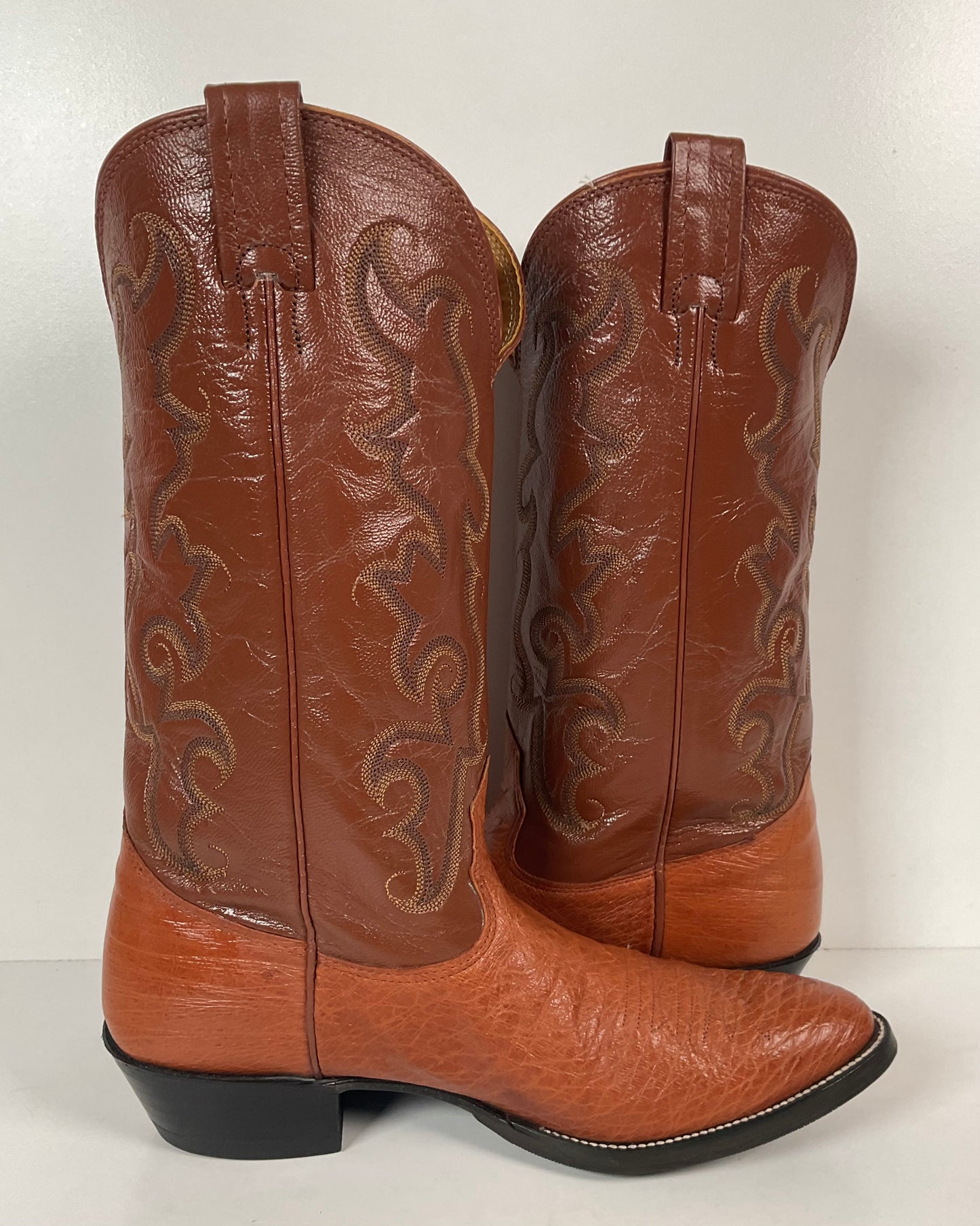 Vintage Nocona Exotic Smooth Ostrich Cowboy Boots Men’s 10.5 C Peanut Brittle