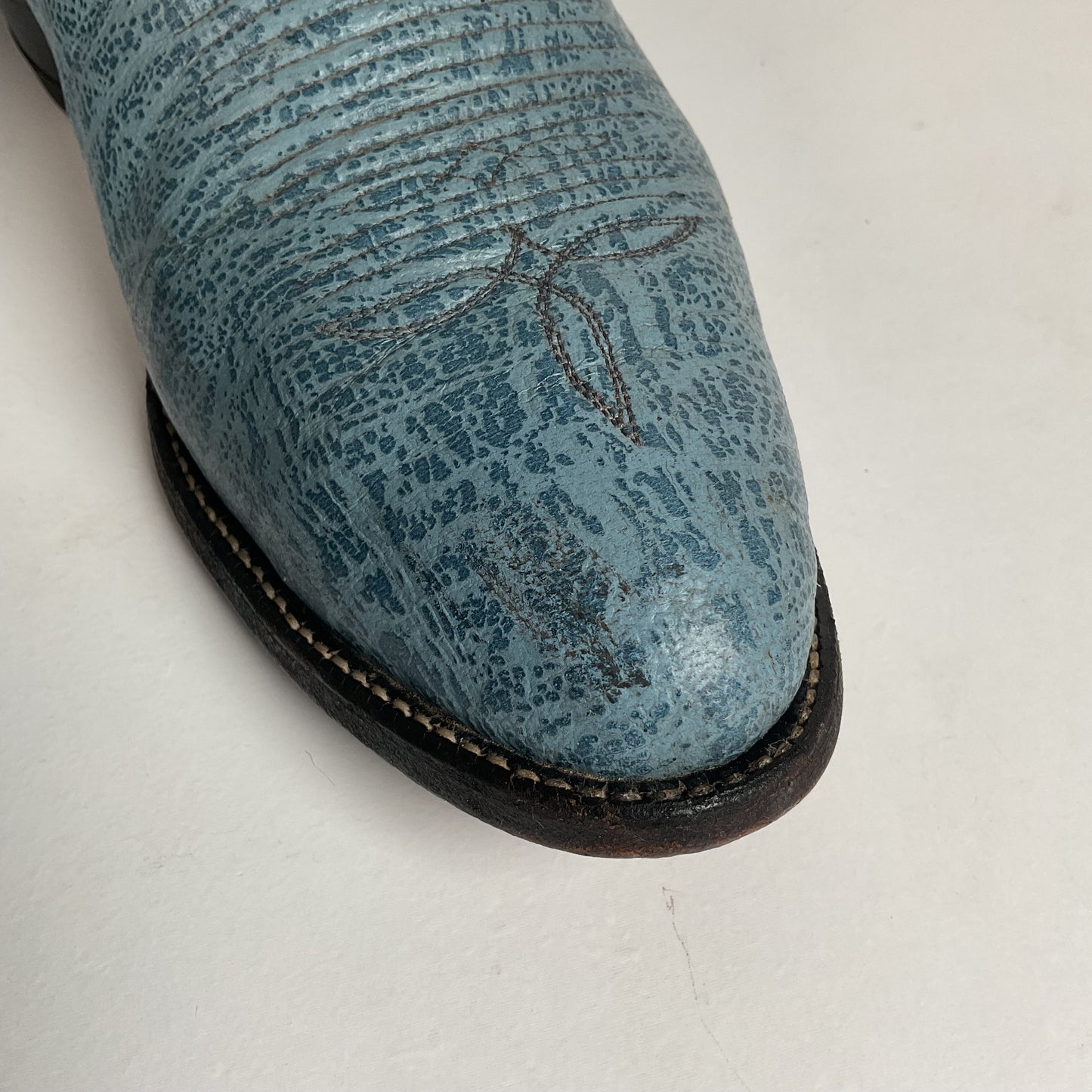 Vintage Tony Lama Blue Antelope Cowboy Boots 10.5 D Exotic Gold Label