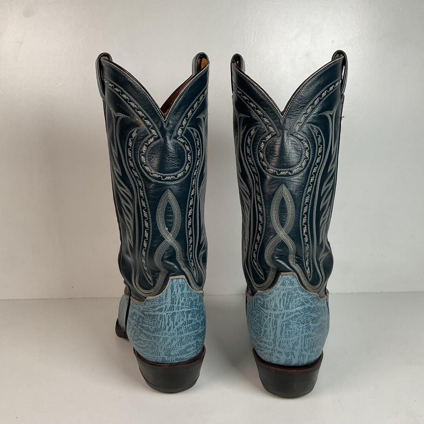 Vintage Tony Lama Blue Antelope Cowboy Boots 10.5 D Exotic Gold Label