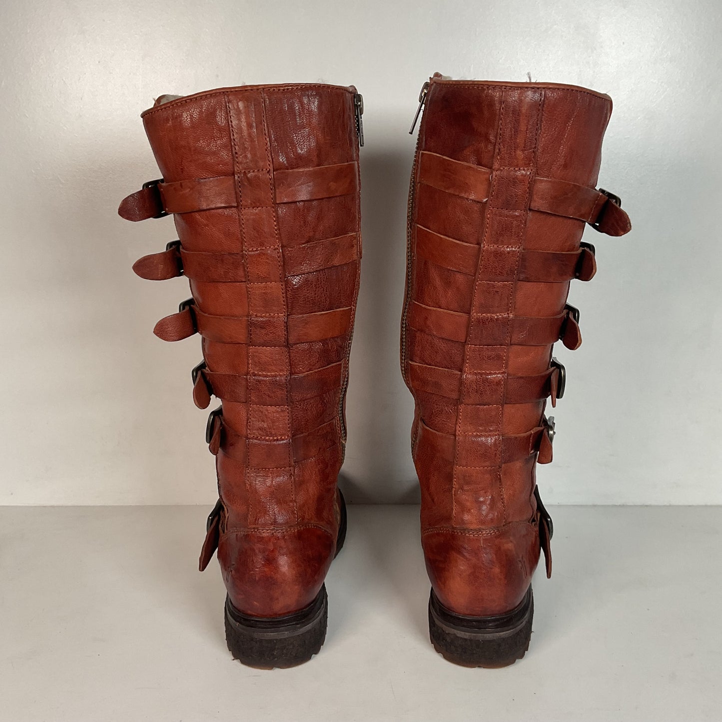 Frye Women’s 14.5” Valerie Shearling Sherpa Harness Boots 6 B Winter