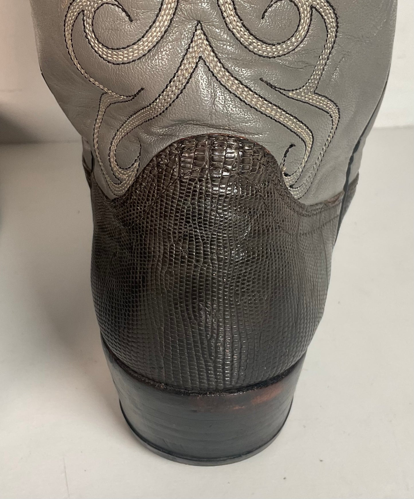 Vintage Dan Post Charcoal Grey Teju Lizard Cowboy Boots 10 D Old Label