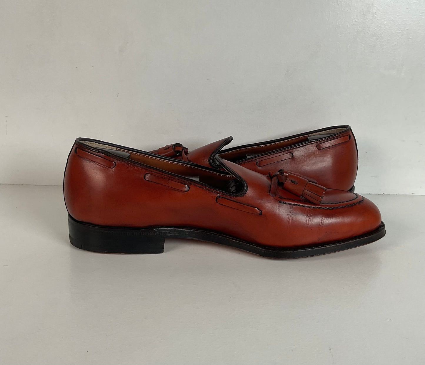 Vintage Alden Tan Calf Tassel Loafer 9 D Moc Toe Style 662 Old Logo