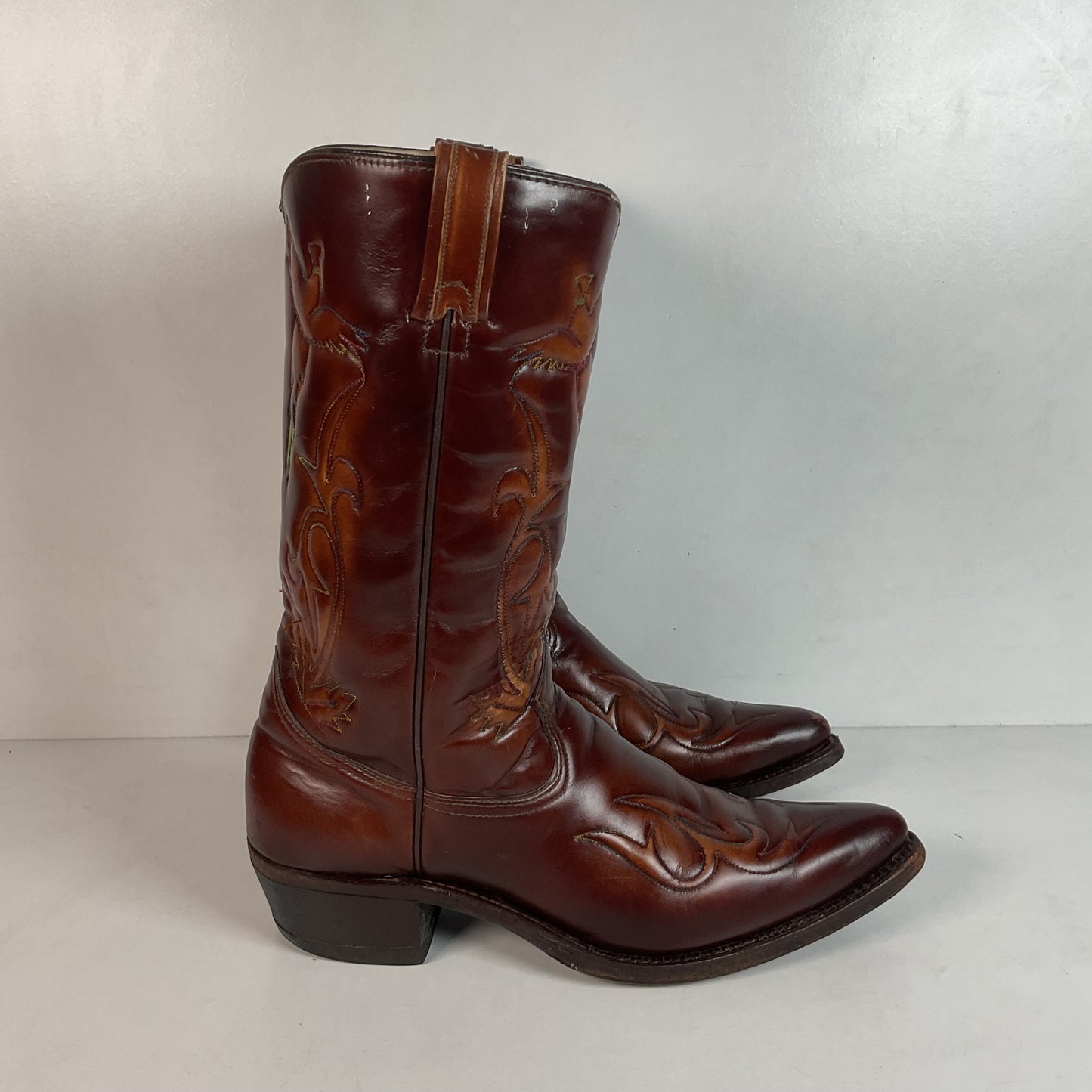 Vintage Texas Brand Thunderbid Cowboy Boots 9.5 D Rising Pheonix USA Made