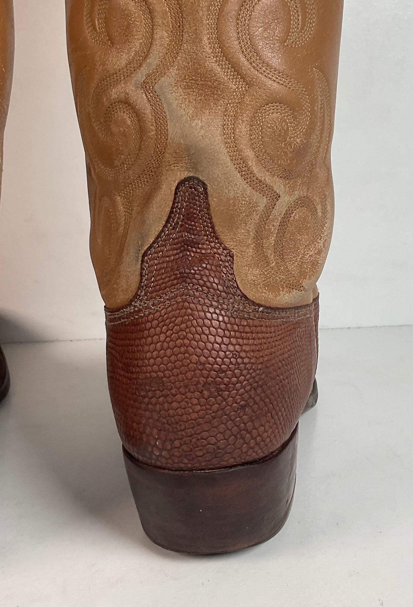 Vintage Lucchese San Antonio Lizard Teju Cowboy Boots 9.5 B