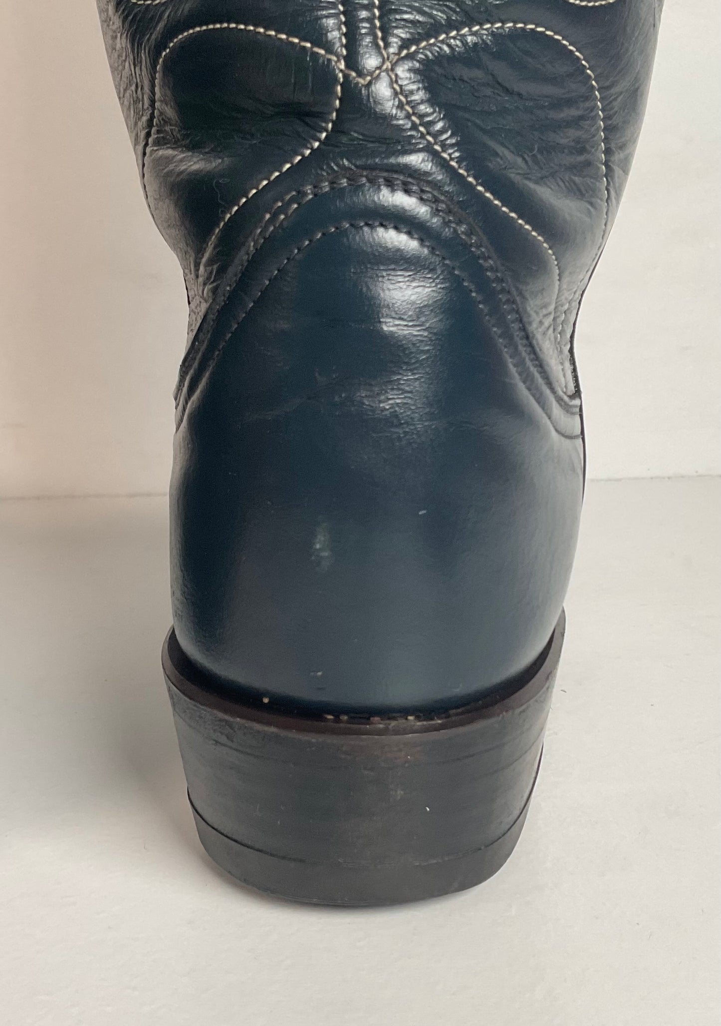 Vintage Tony Lama Navy Blue Cowgirl Boots 6 A Lizard Wingtip