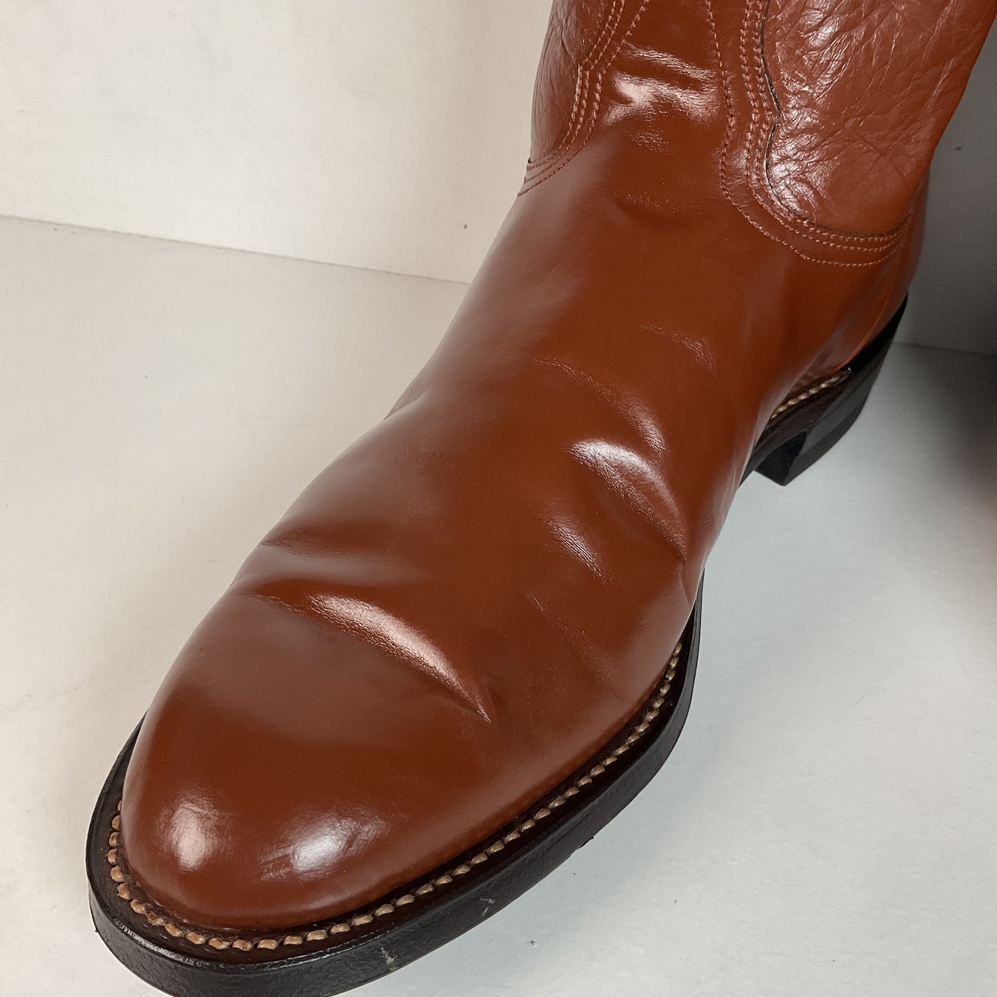 Vintage Nocona Brown Leather Roper Boots 8.5 E USA Made Western 60s 70s