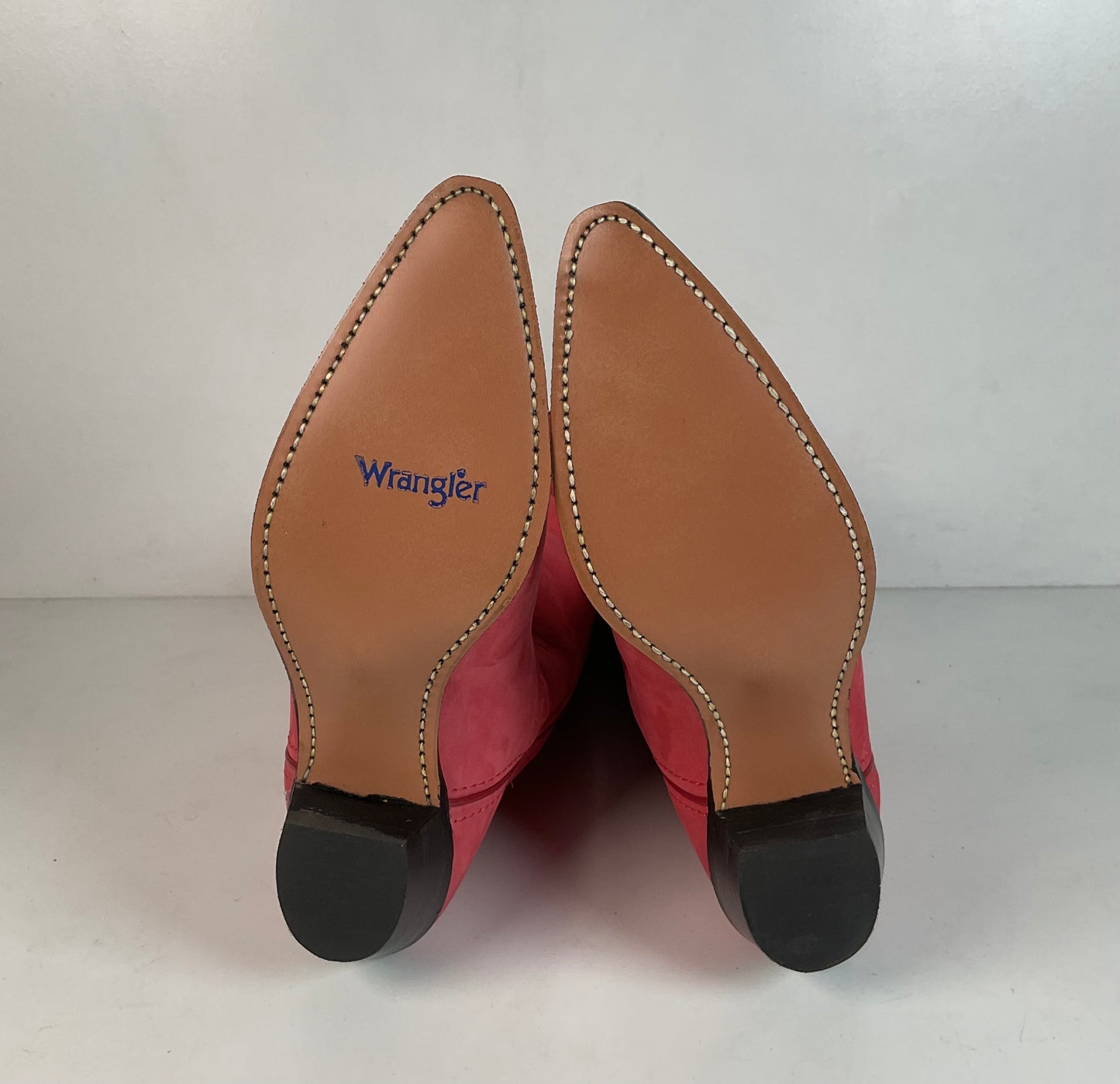 Vintage Wrangler Dusty Rose Cowgirl Boots 8.5 M USA Made Nubuck Suede