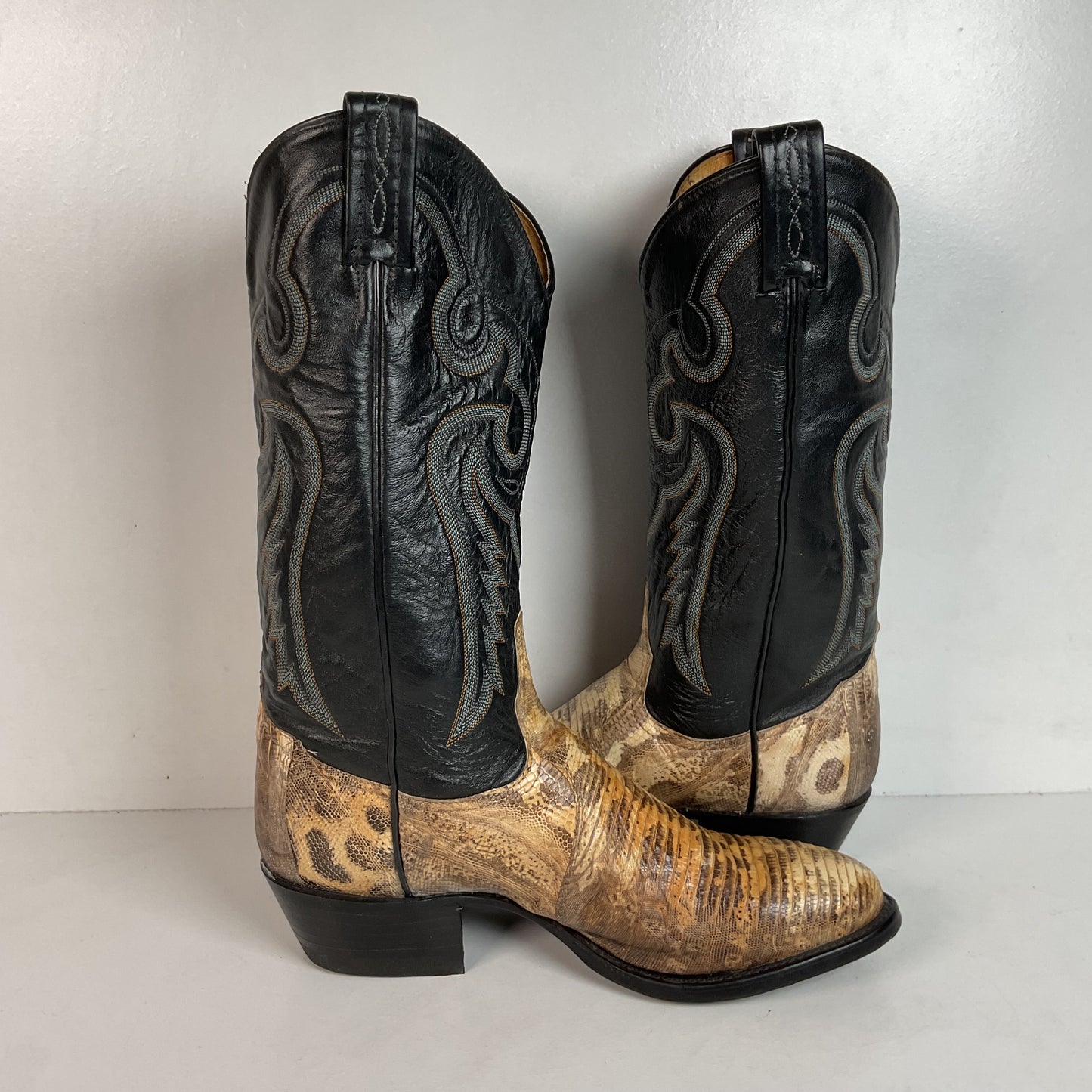 Vintage Tony Lama Natural Lizard Cowboy Boots 8.5 D USA Made