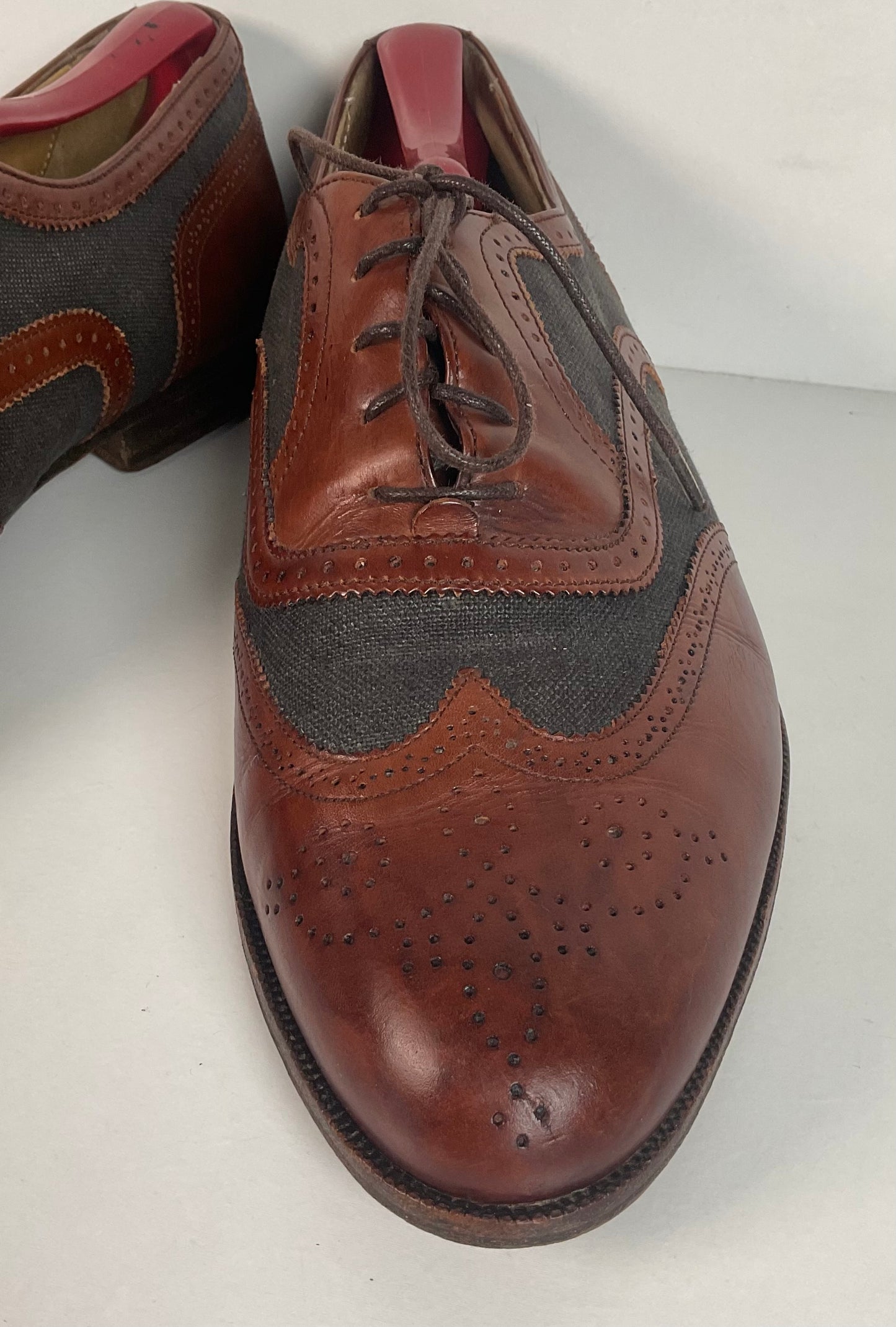 Vintage Cole Haan Ventilated Mesh Spectator Shoes 9 D Brogue Wing Tip Italy