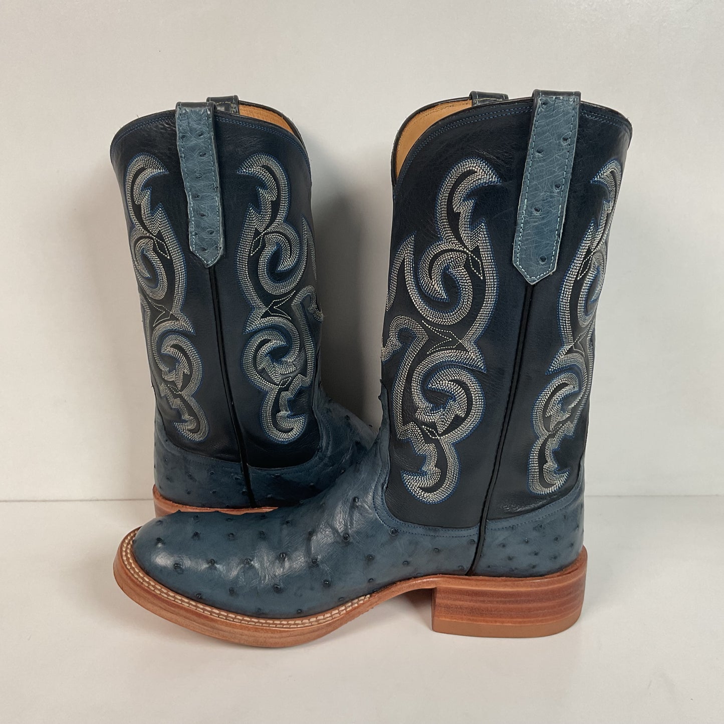 Rios of Mercedes Denim Blue Ostrich Quill Cowgirl Boots 7 C Roper Exotic