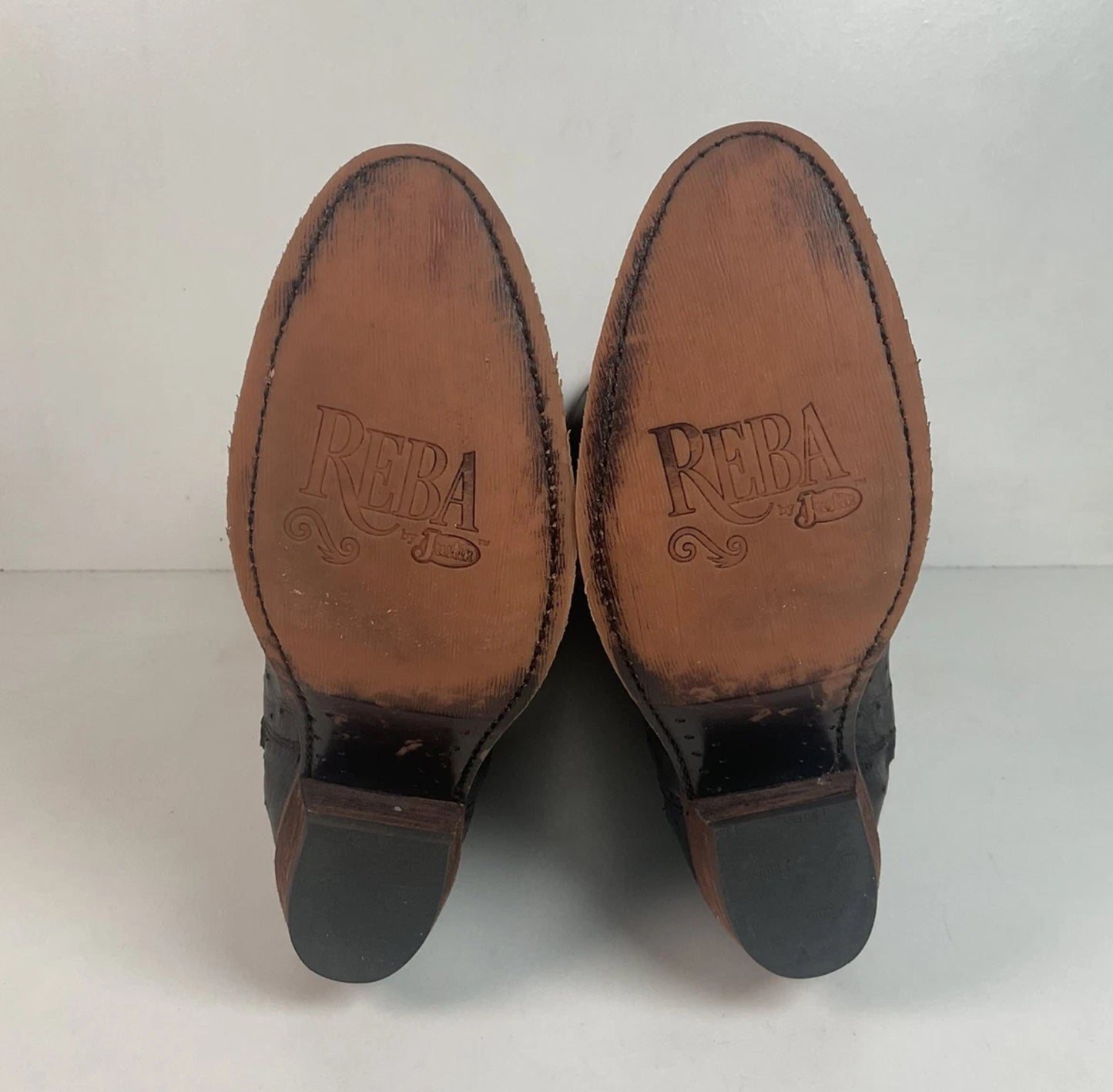 Justin’s Reba Mcalester Ostrich Cowgirl Boots 6.5 B Exotic Side Zip