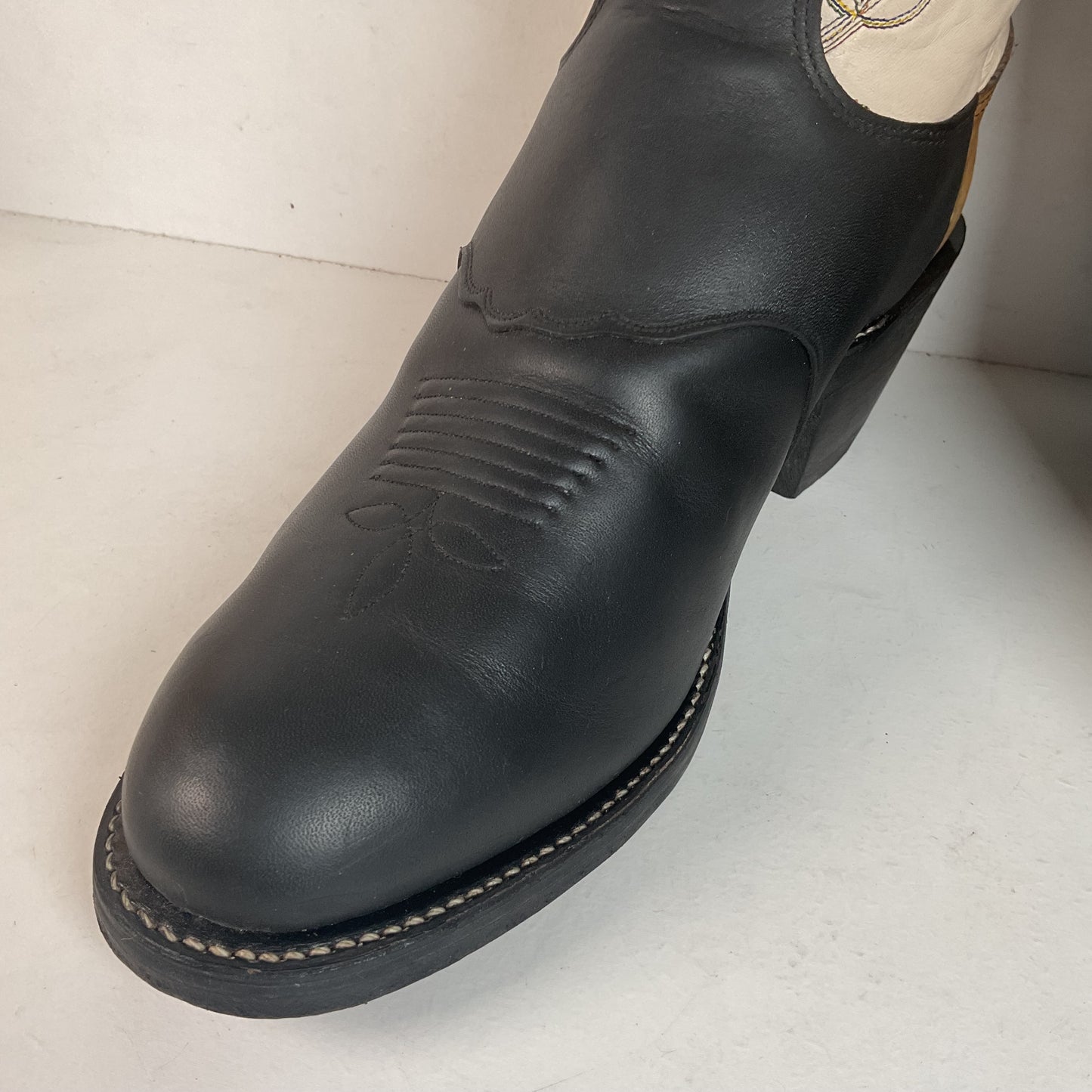 Olathe Rough Stock Cowboy Boots 10 D Black Mule Skin USA Made