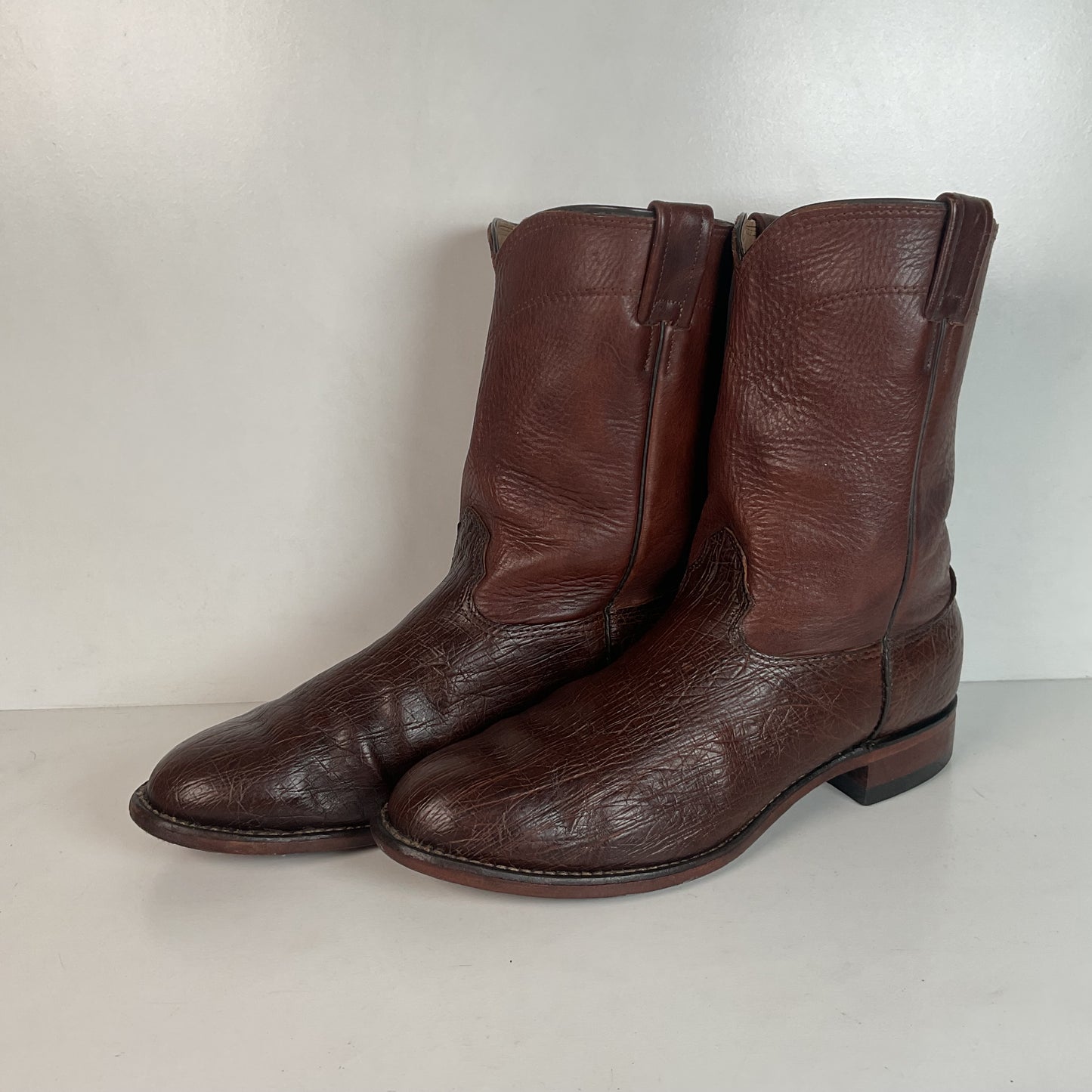 Vintage Larry Mahan Smooth Ostrich Roper Boots 12 D Exotic