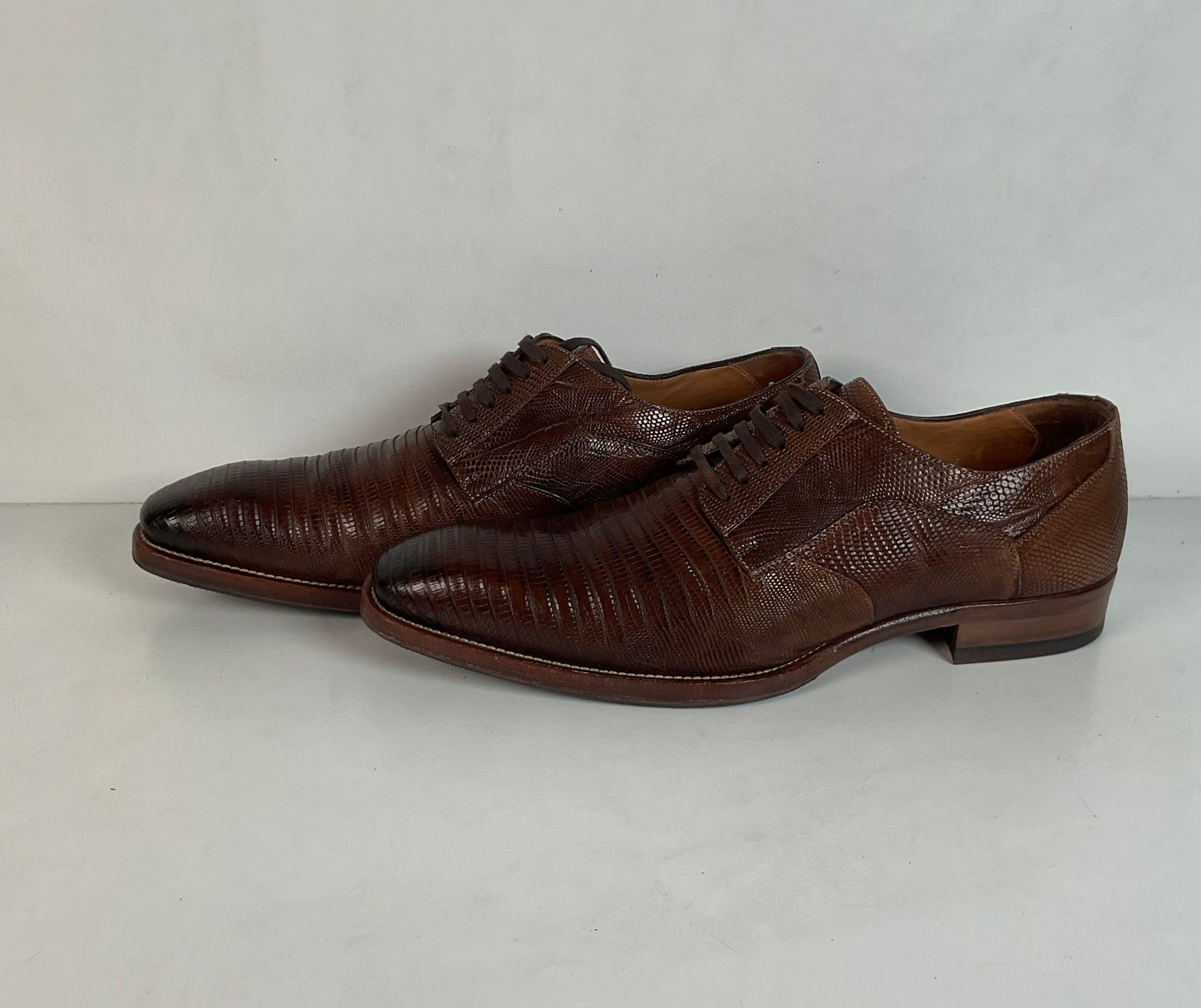 Mezlan Brown Teju Lizard Derby Shoes Brown 9 M Recrafted
