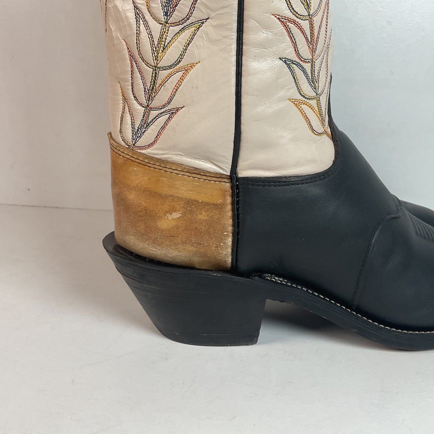 Olathe Rough Stock Cowboy Boots 10 D Black Mule Skin USA Made