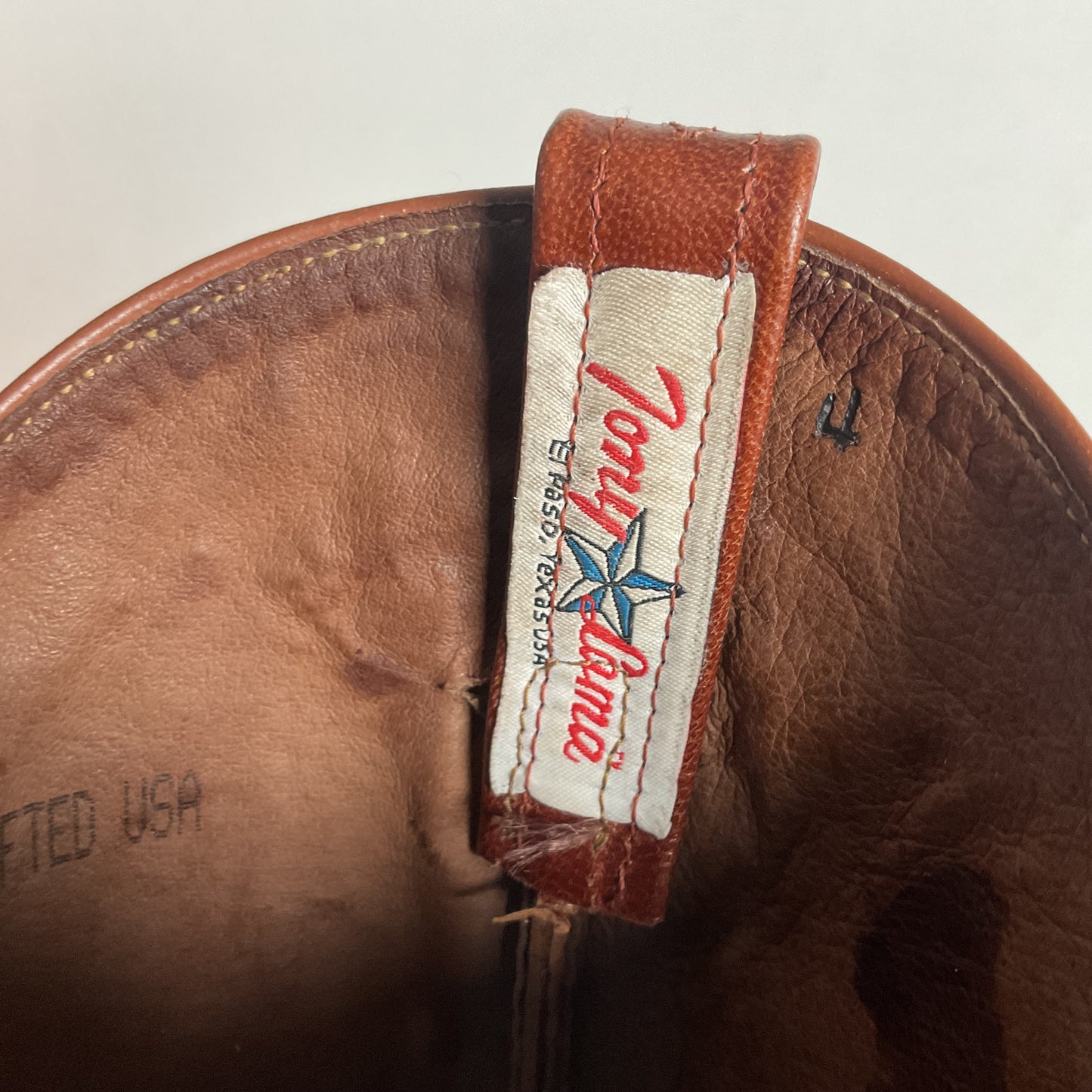 Tony Lama Bonham Cognac Smooth Ostrich 8.5 EE USA Made Distressed