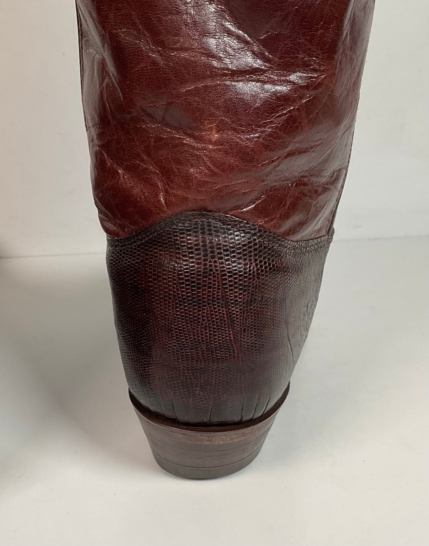 Vintage Wrangler Teju Lizard Cowboy Boots 9.5 M USA Mahogany Brown
