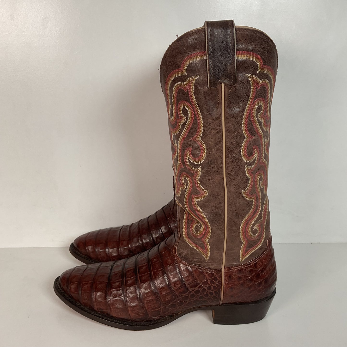 Nocona Exotic Caiman Crocodile Cowboy Boots 9 D Belly Cut USA