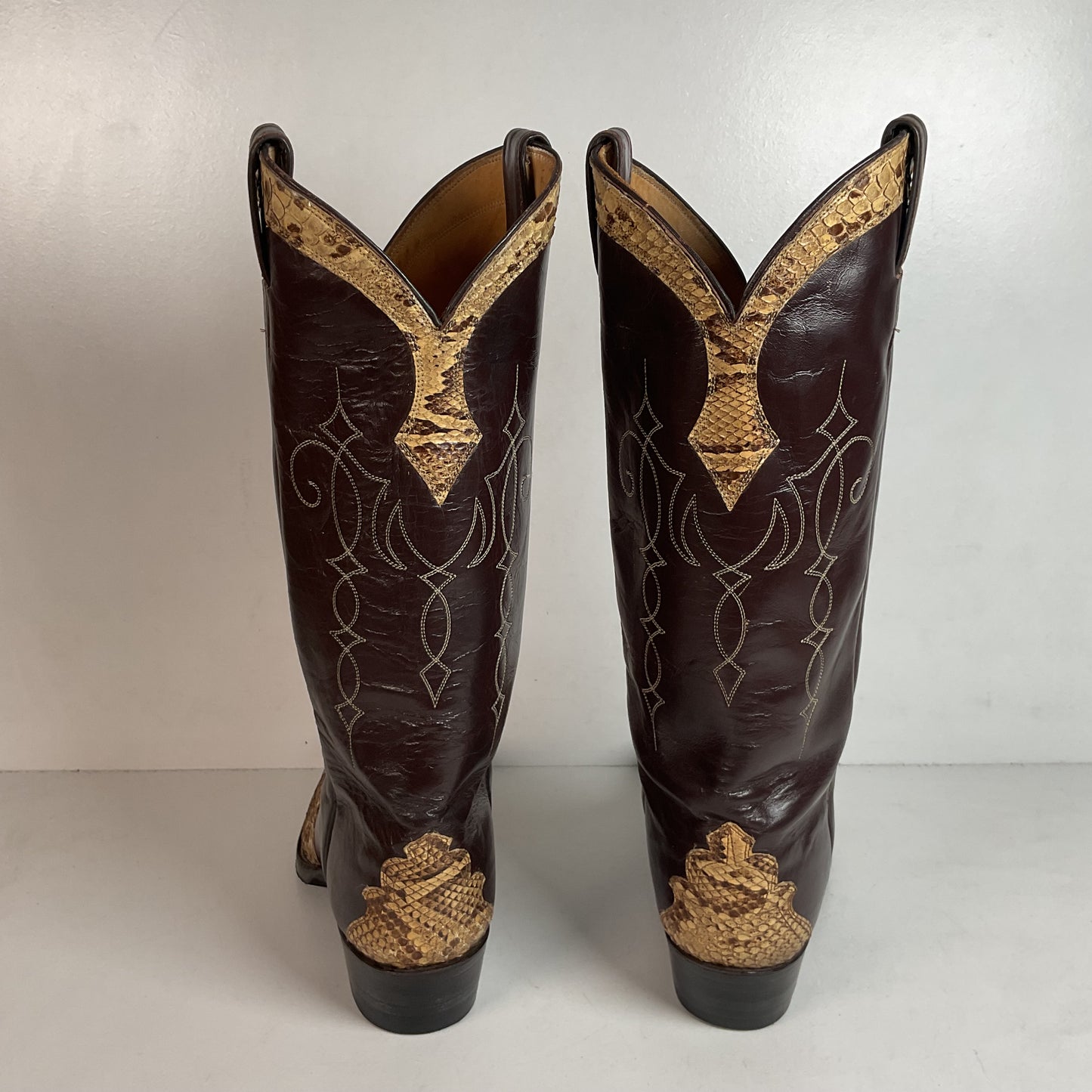 Vintage Justin Front Cut Python Cowboy Boots | USA Made | Triad Snakeskin | Men’s 9.5 D