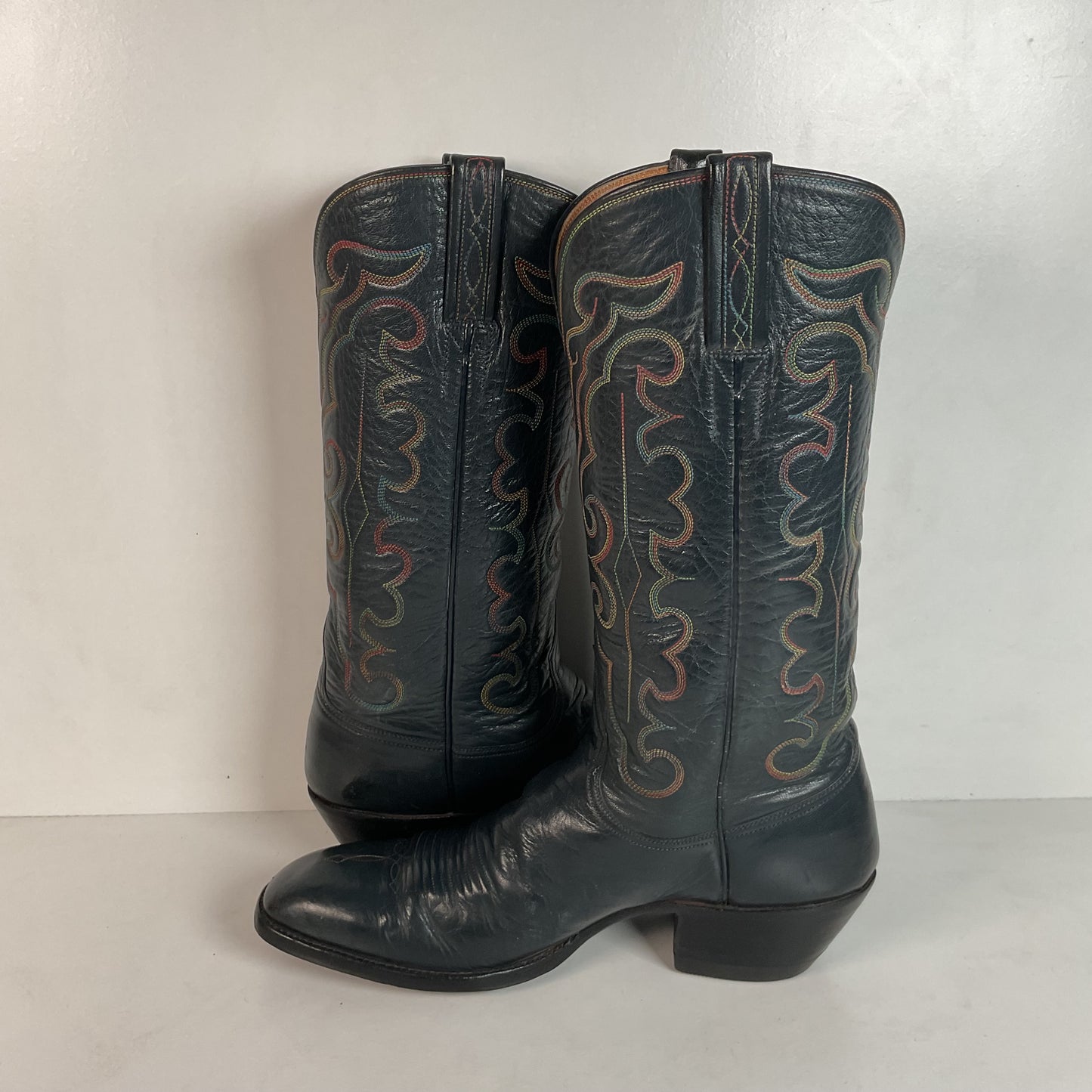 Vintage 1980s Lucchese San Antonio Navy Blue Cowboy Boots Men’s 9 B | Women’s 10
