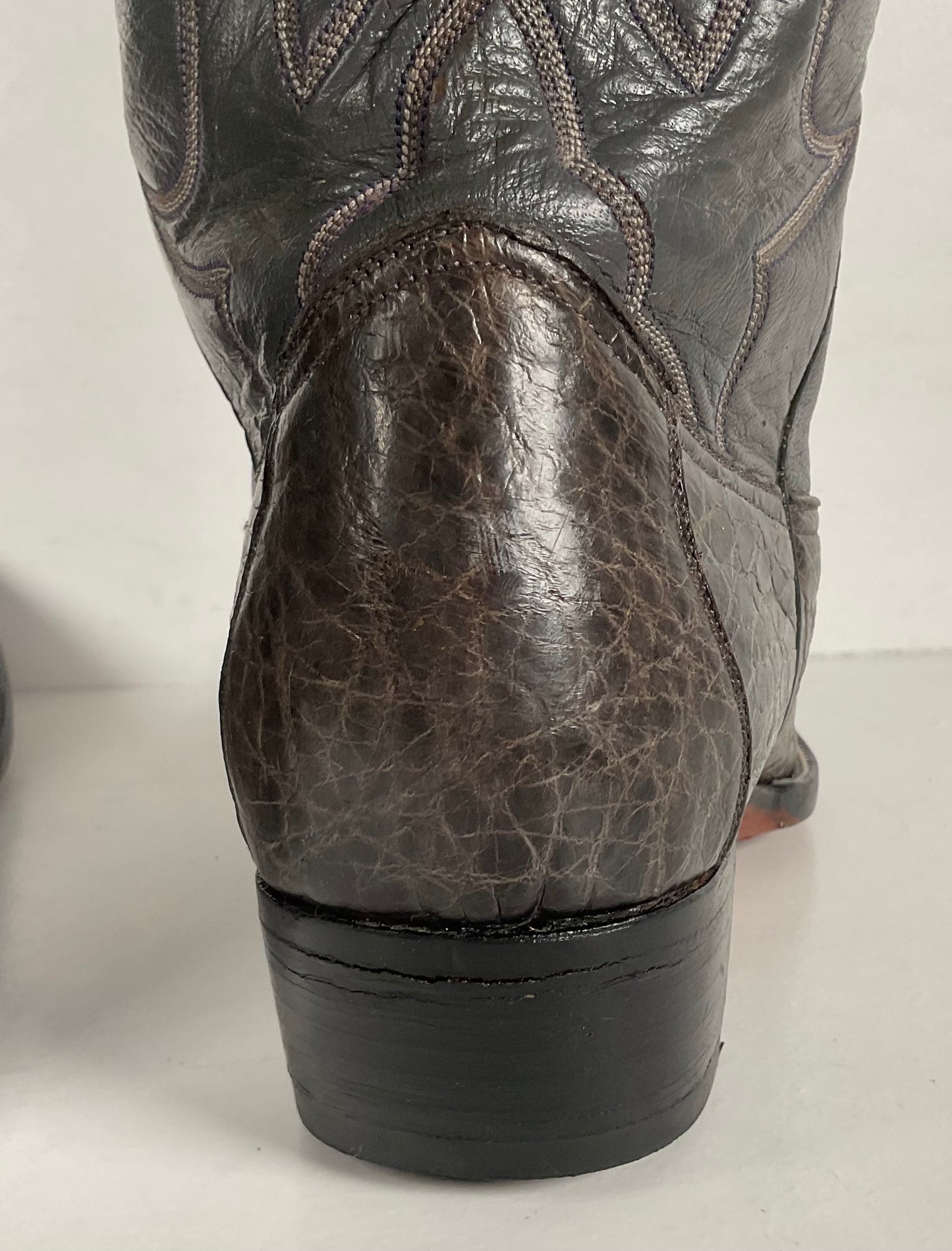 Vintage Exotic Cowboy Boots | Pre Ban | Grey | Wide | Men’s 10