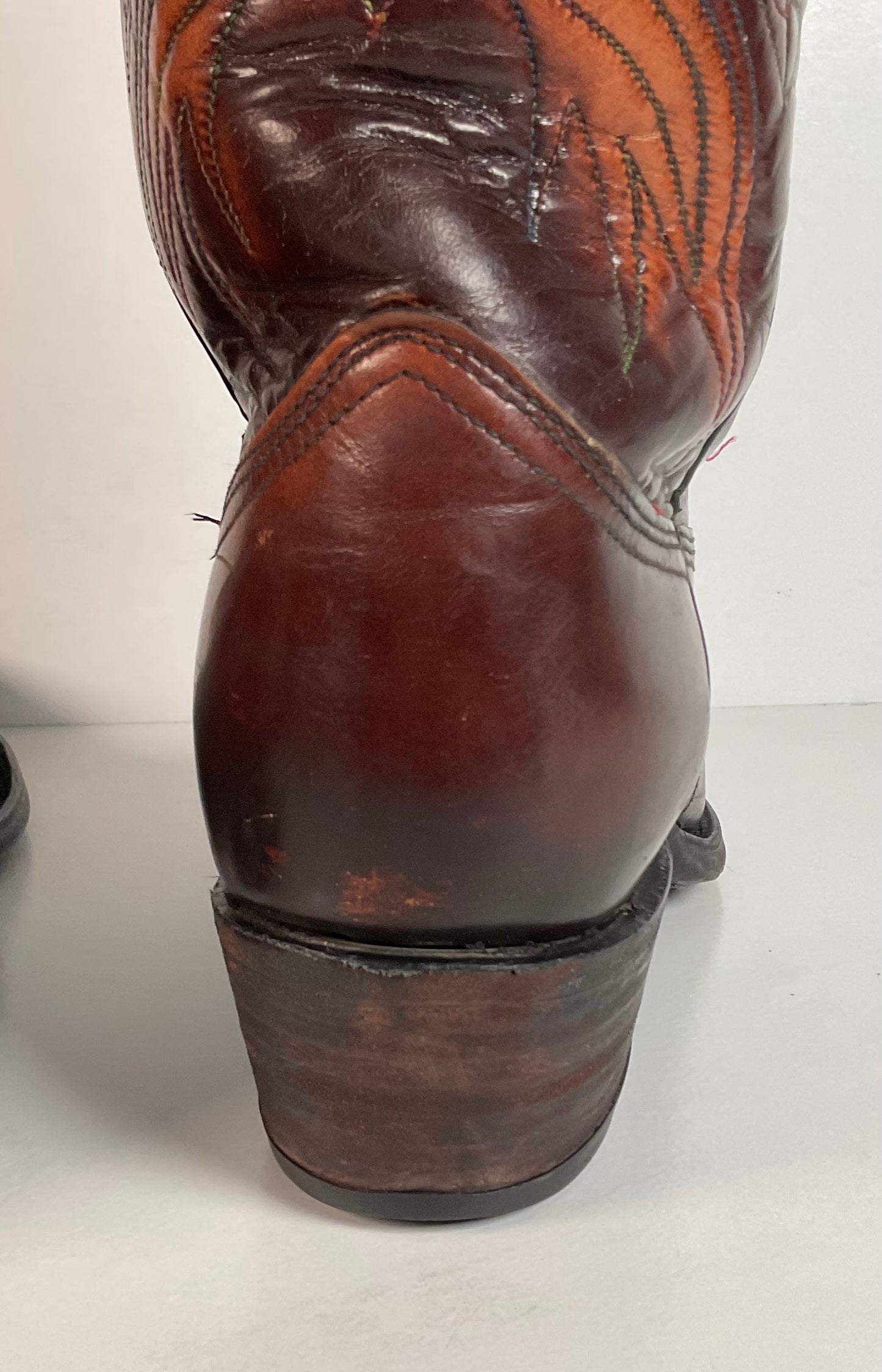 Vintage Texas Thunderbird Cowboy Boots | Rainbow Peacock | USA Made | 70s | 10 D