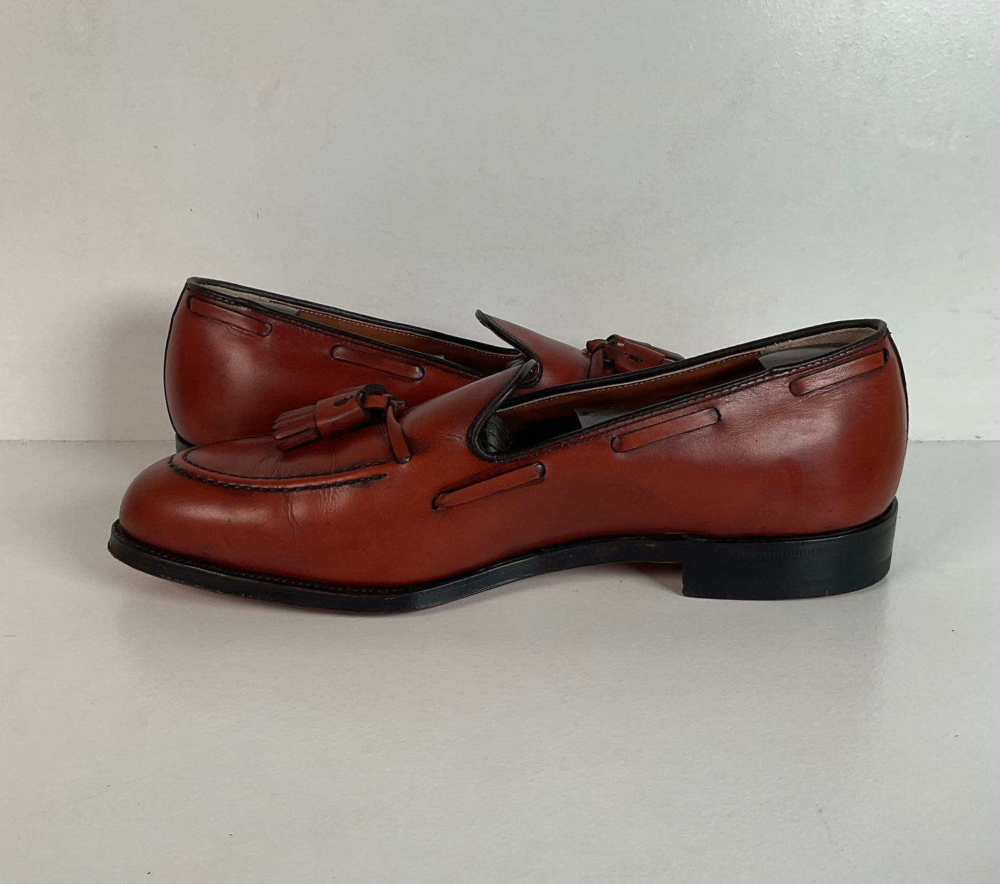 Vintage Alden Tan Calf Tassel Loafer 9 D Moc Toe Style 662 Old Logo