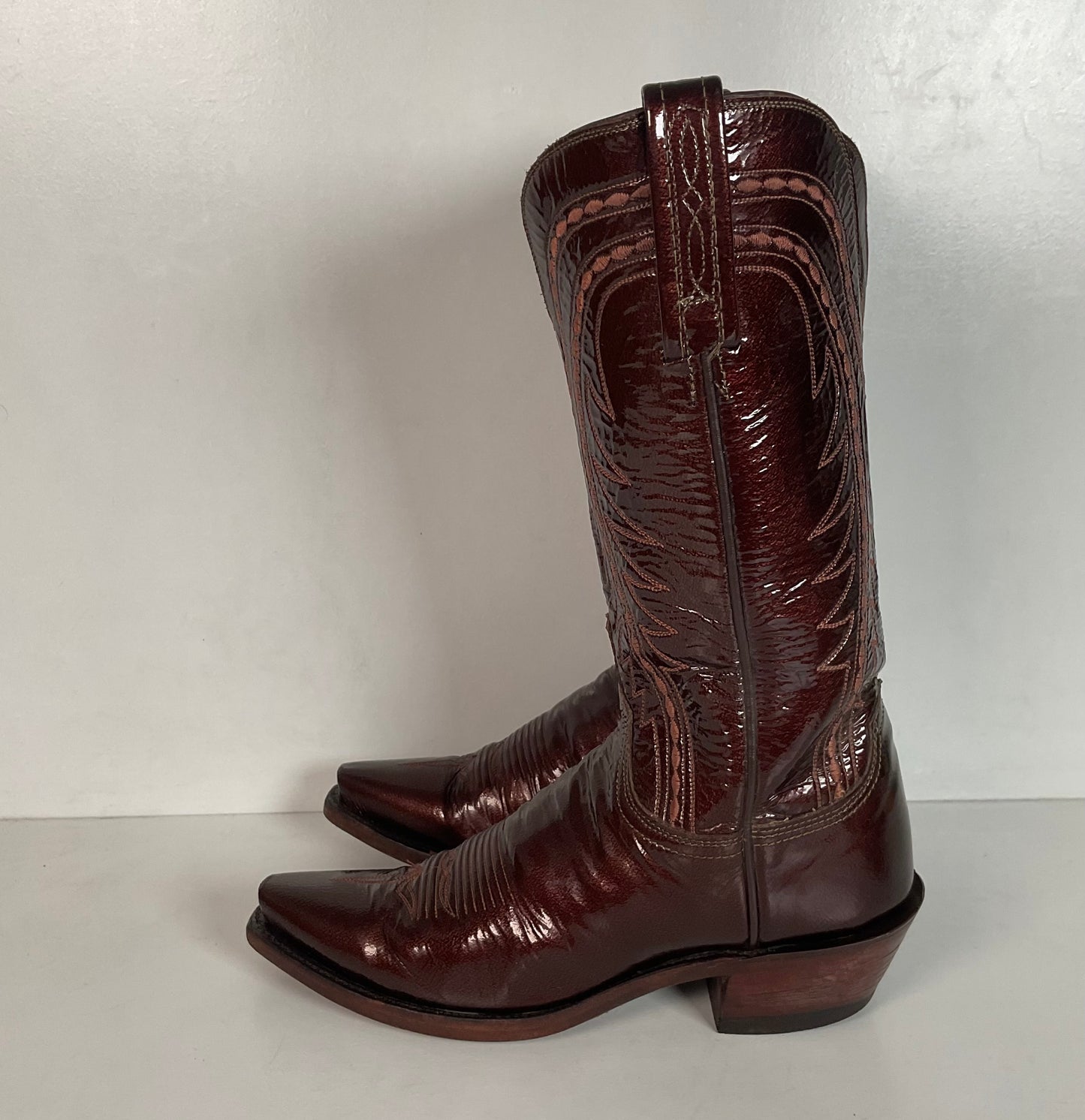 Lucchese 1883 Glossy Patent Leather Cowgirl Boots 6 B USA Madw