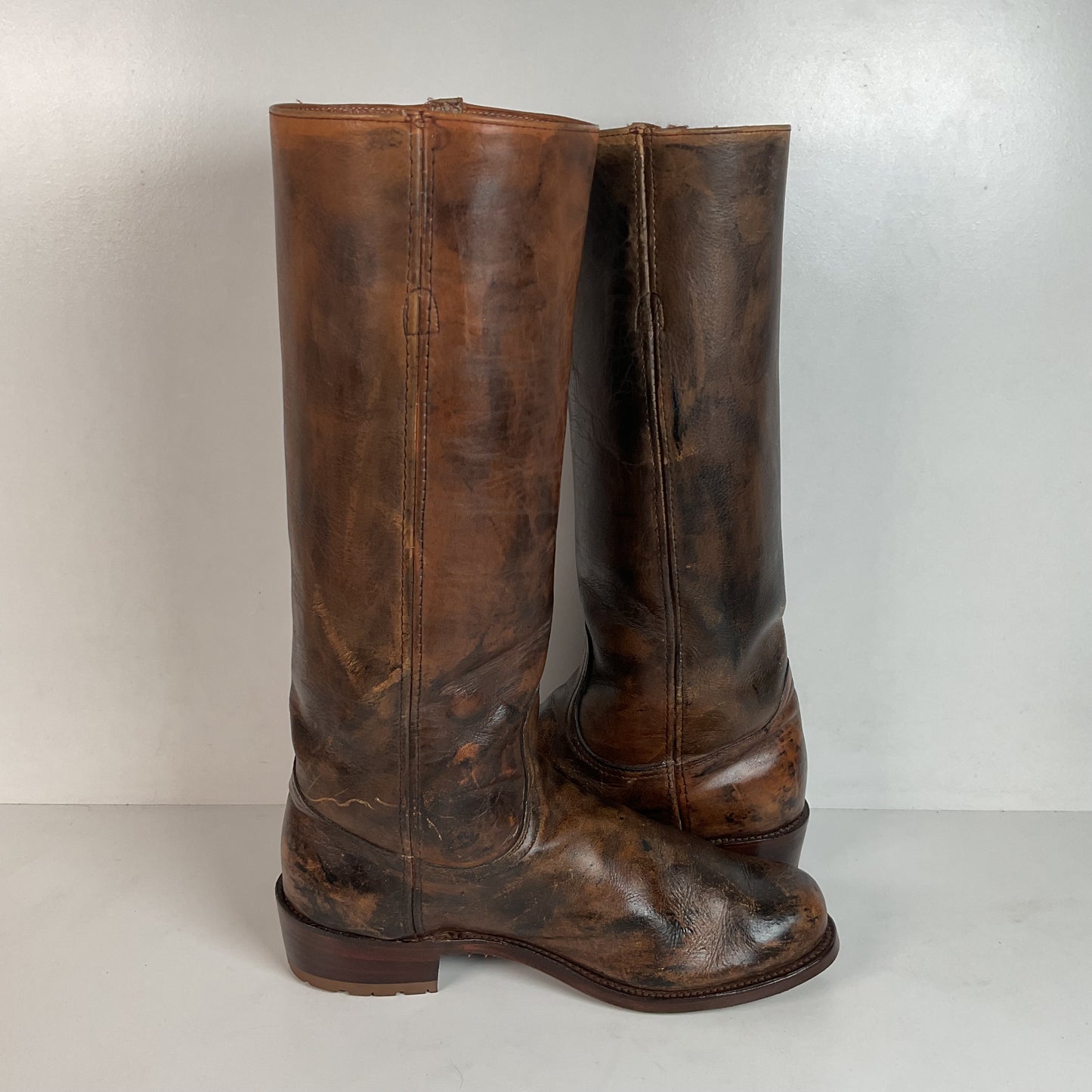 Vintage Frye Men’s 17” Campus Boots 9.5 EE Black Label Distressed Recrafted