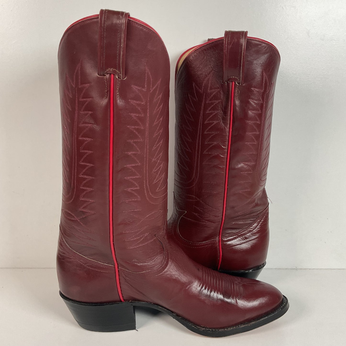Vintage Tony Lama Red Wine Cowboy Boots Men’s 9 D | Women’s 10 Gold Label