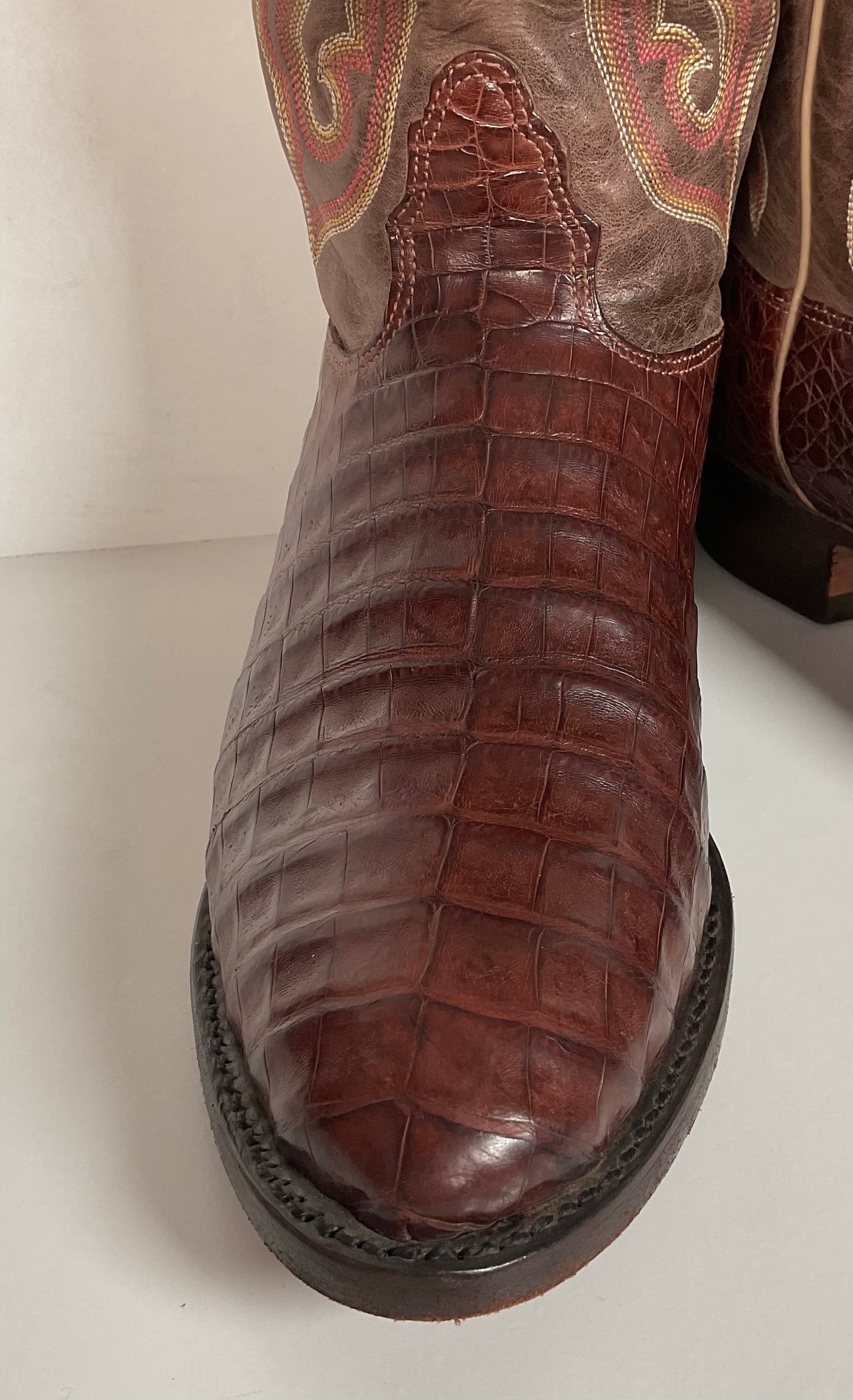 Nocona Exotic Caiman Crocodile Cowboy Boots 9 D Belly Cut USA