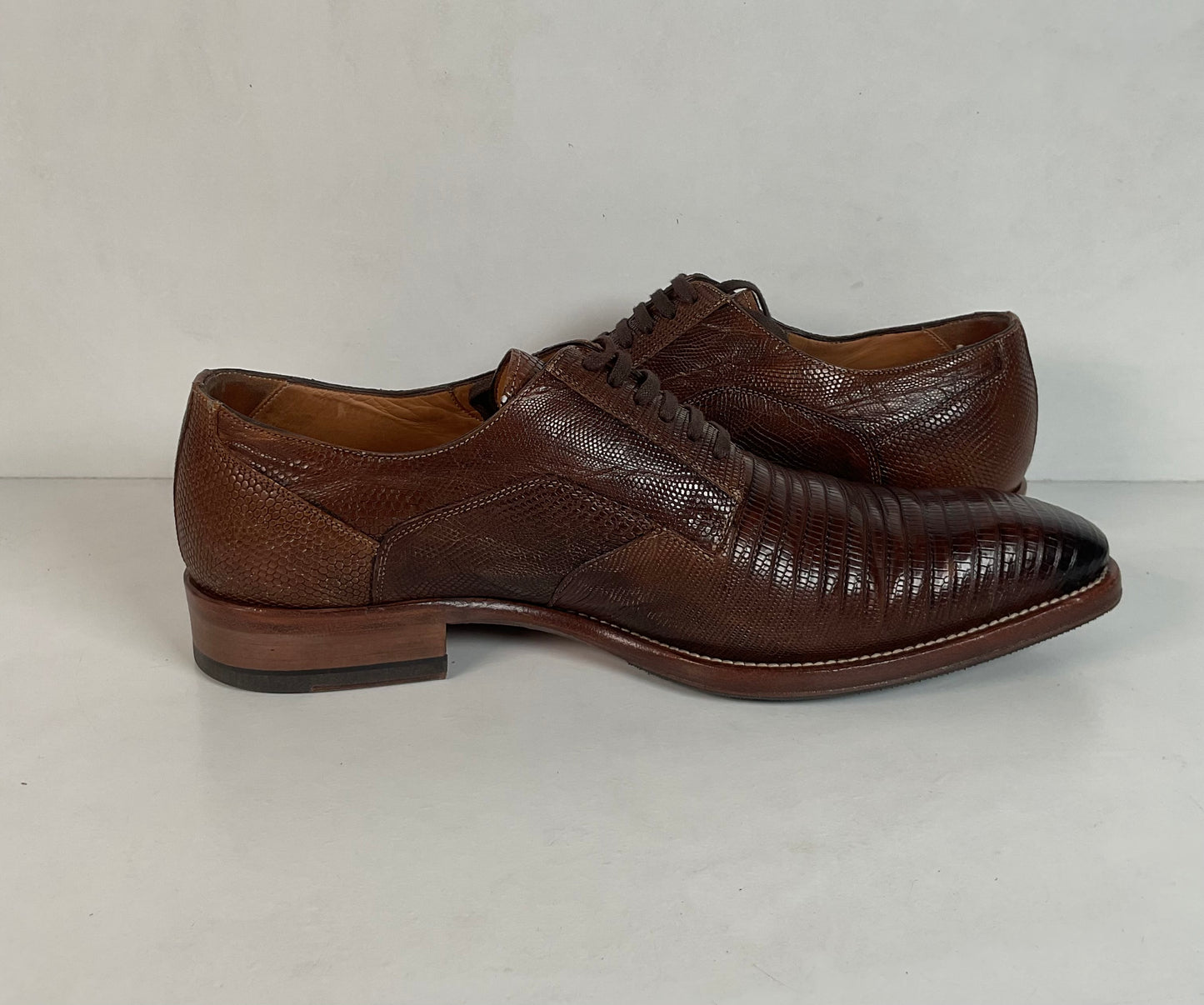 Mezlan Brown Teju Lizard Derby Shoes Brown 9 M Recrafted
