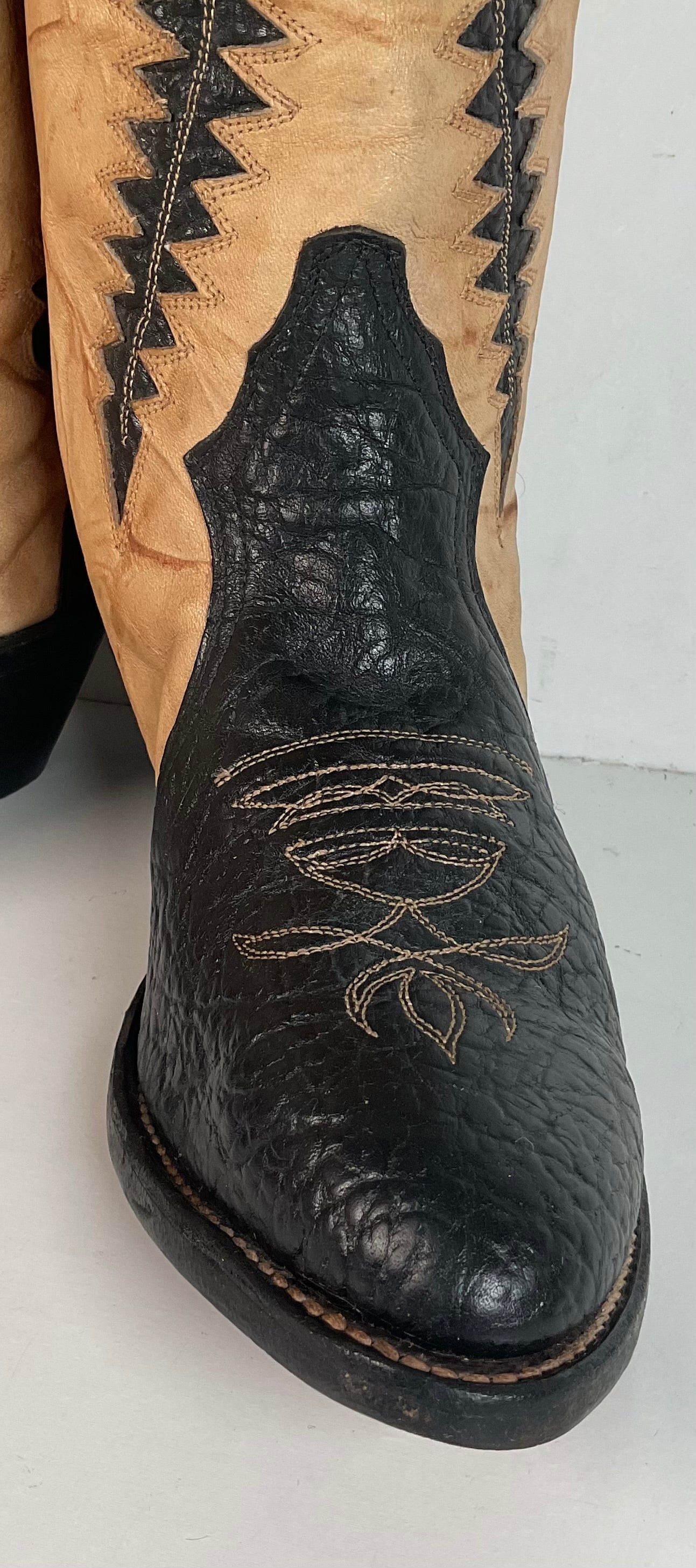 Boulet Men’s Tall Bullhide Cowboy Boots 9 E Tooled Inlay, Overlay