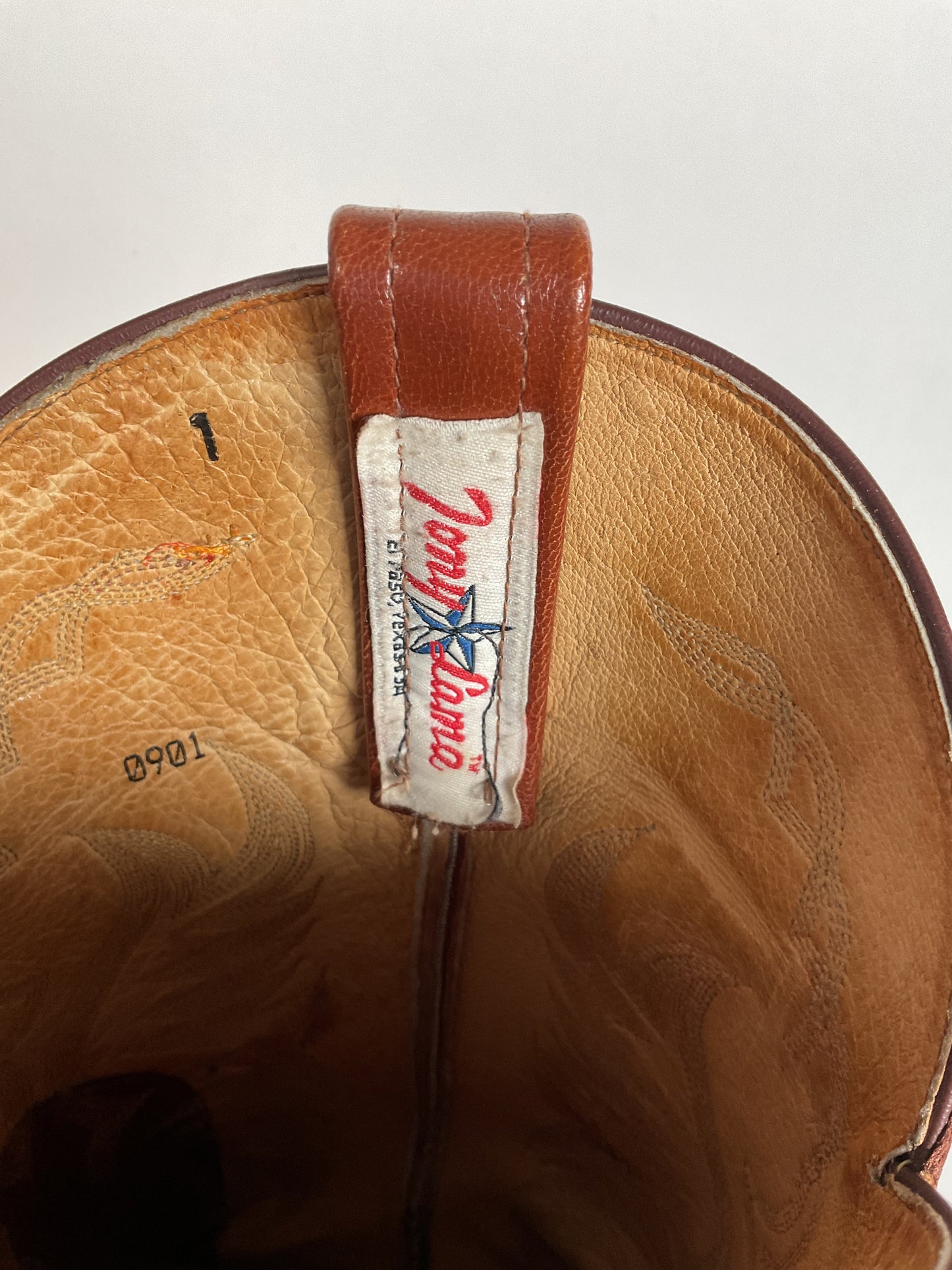 Tony Lama Exotic Full Quill Ostrich Cowboy Boots 8 EE Vibram Work Sole White Label